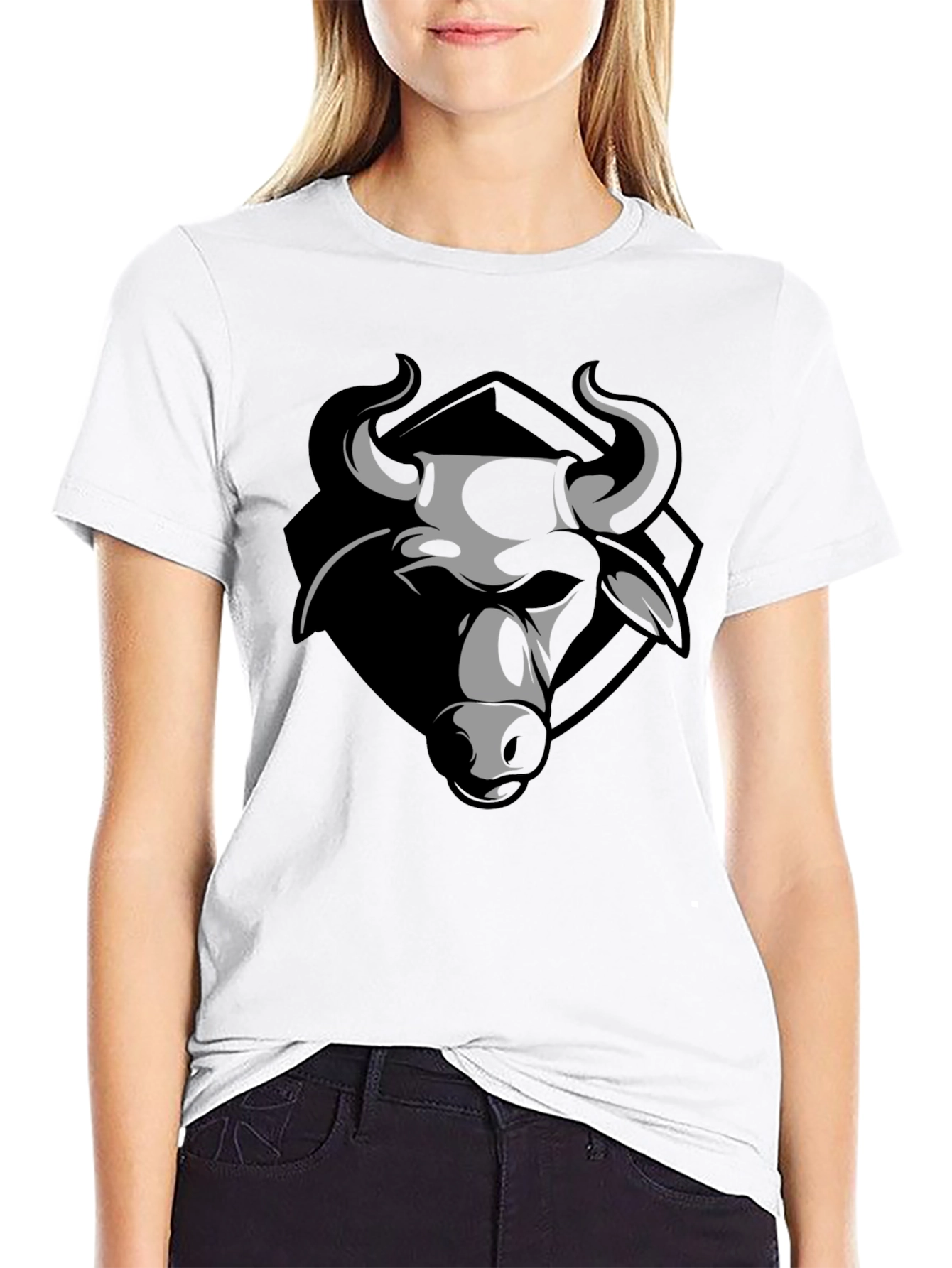 Bull Graphic Print Crew Neck T-Shirt