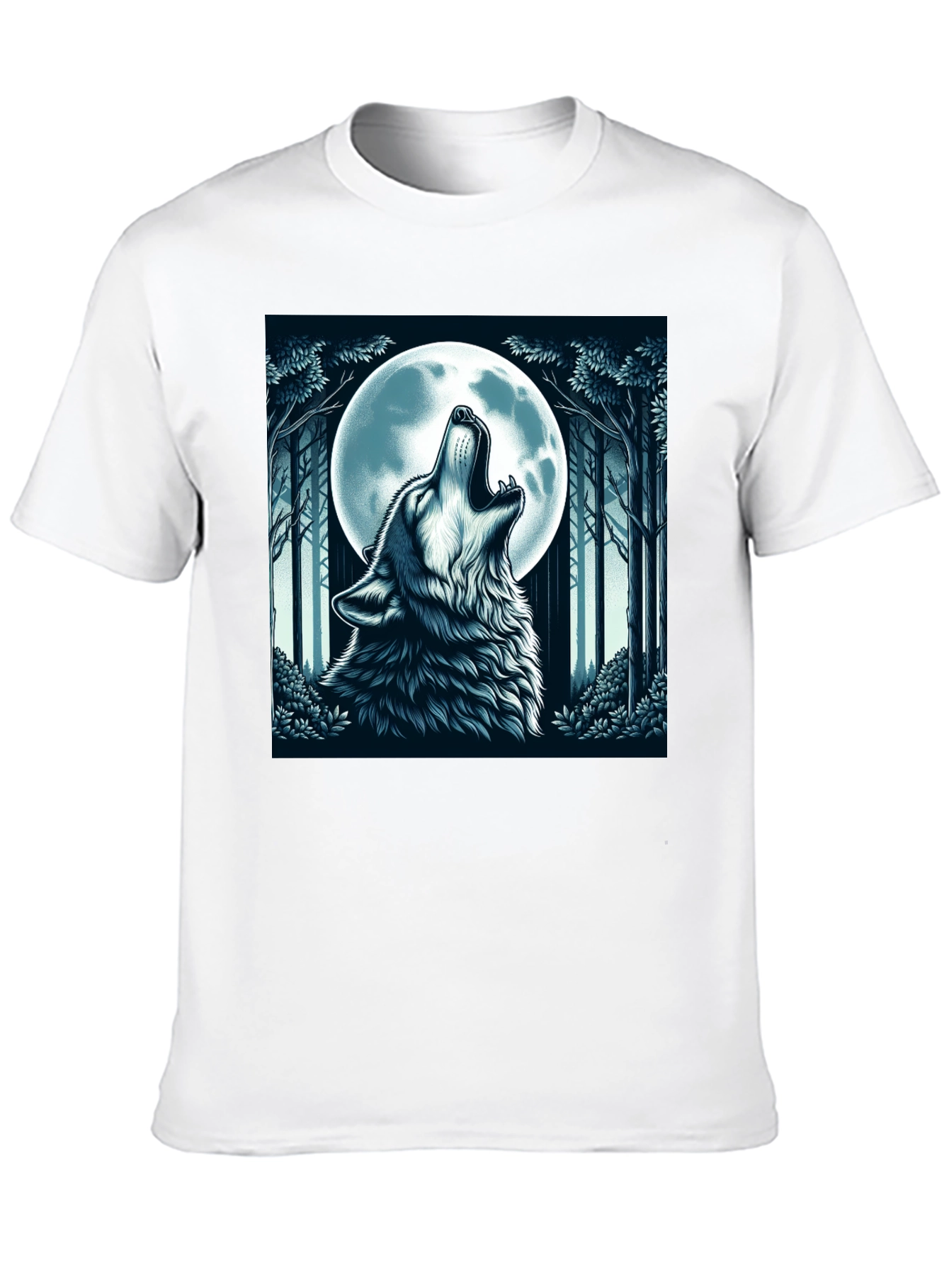 Wolf Howling at Moon Graphic Tee - Black