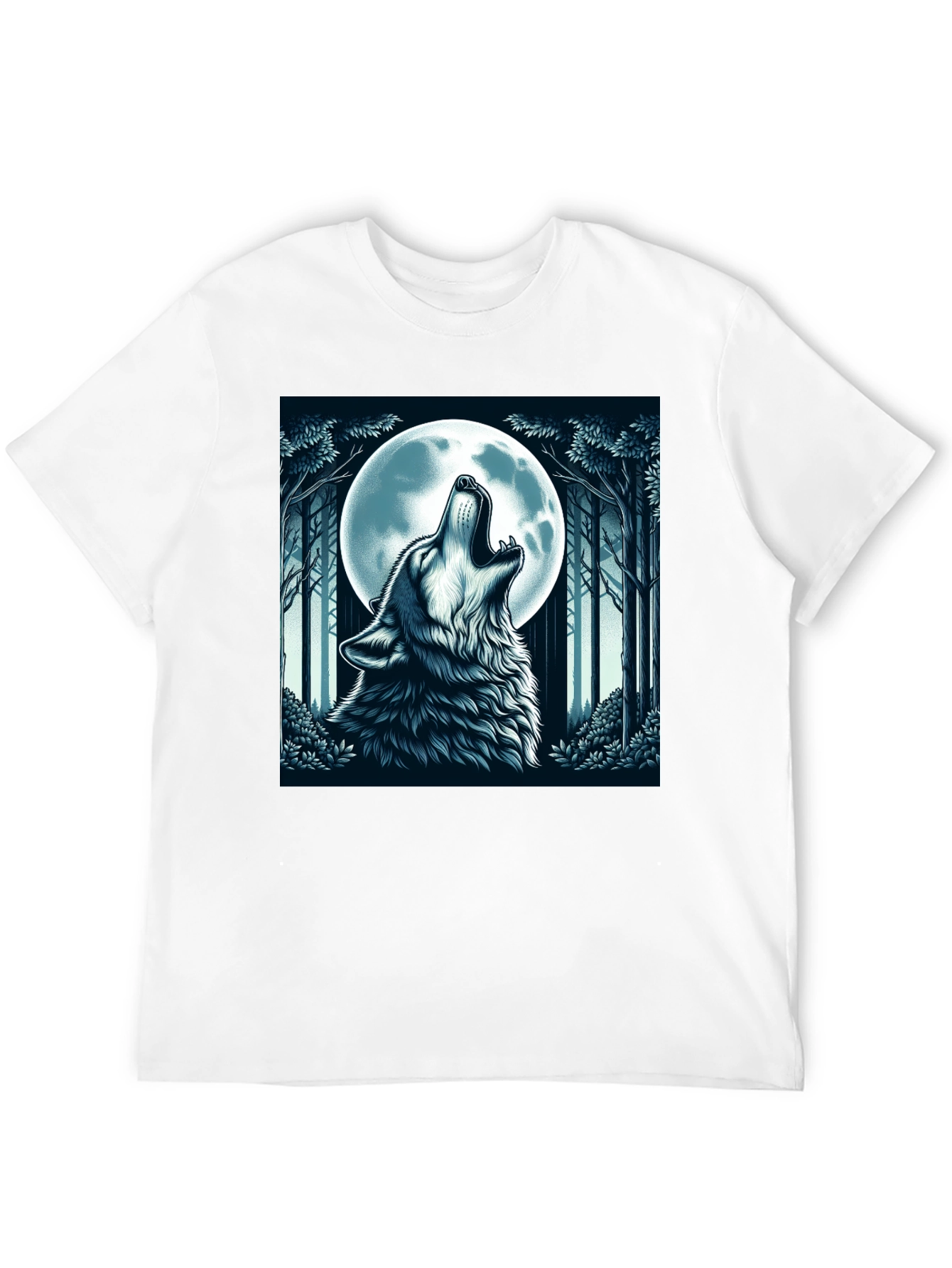 Wolf Howling at Moon Graphic Tee - Black