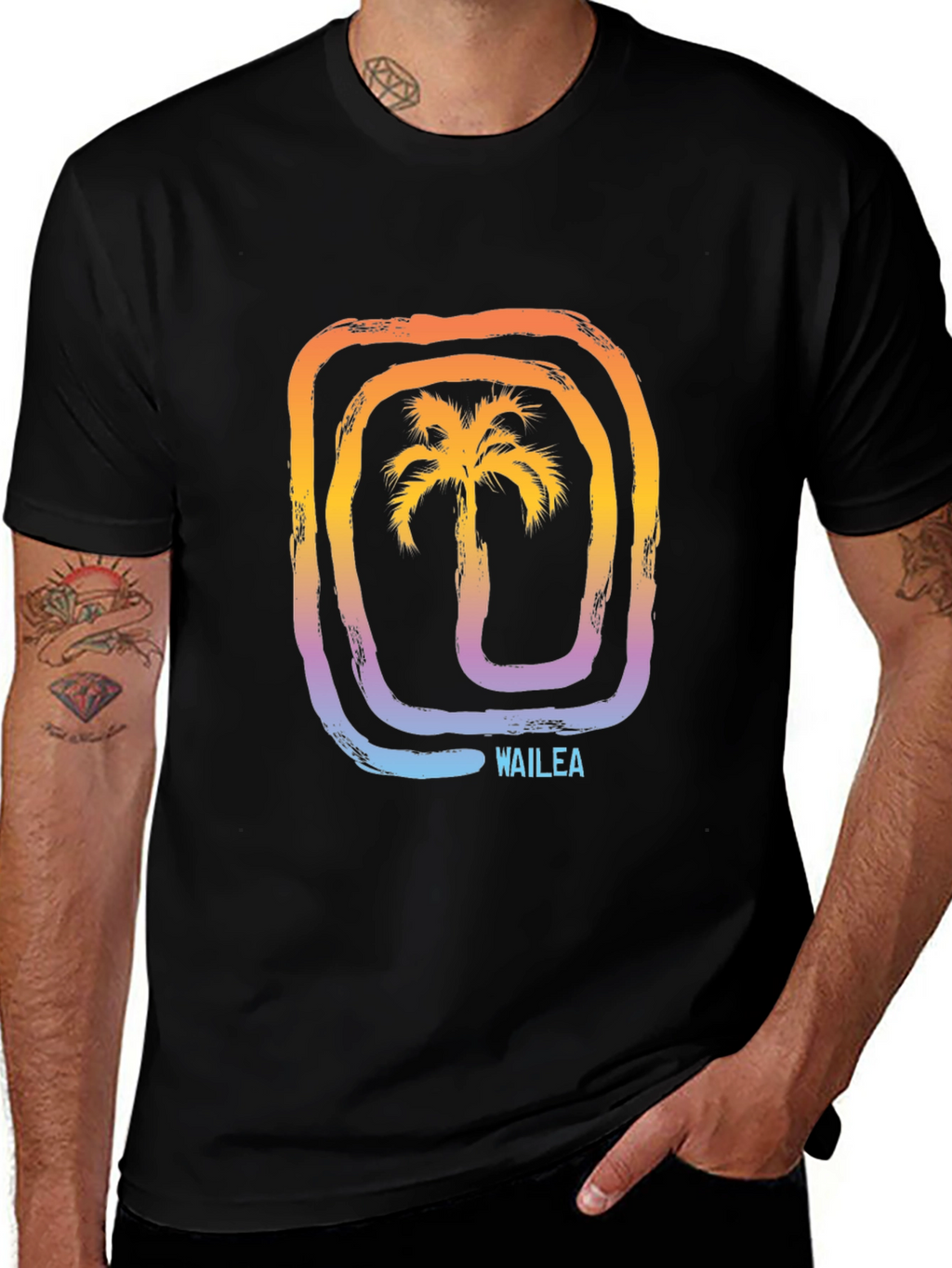 Wailea Palm Tree Graphic Tee - Stylish Black T-Shirt