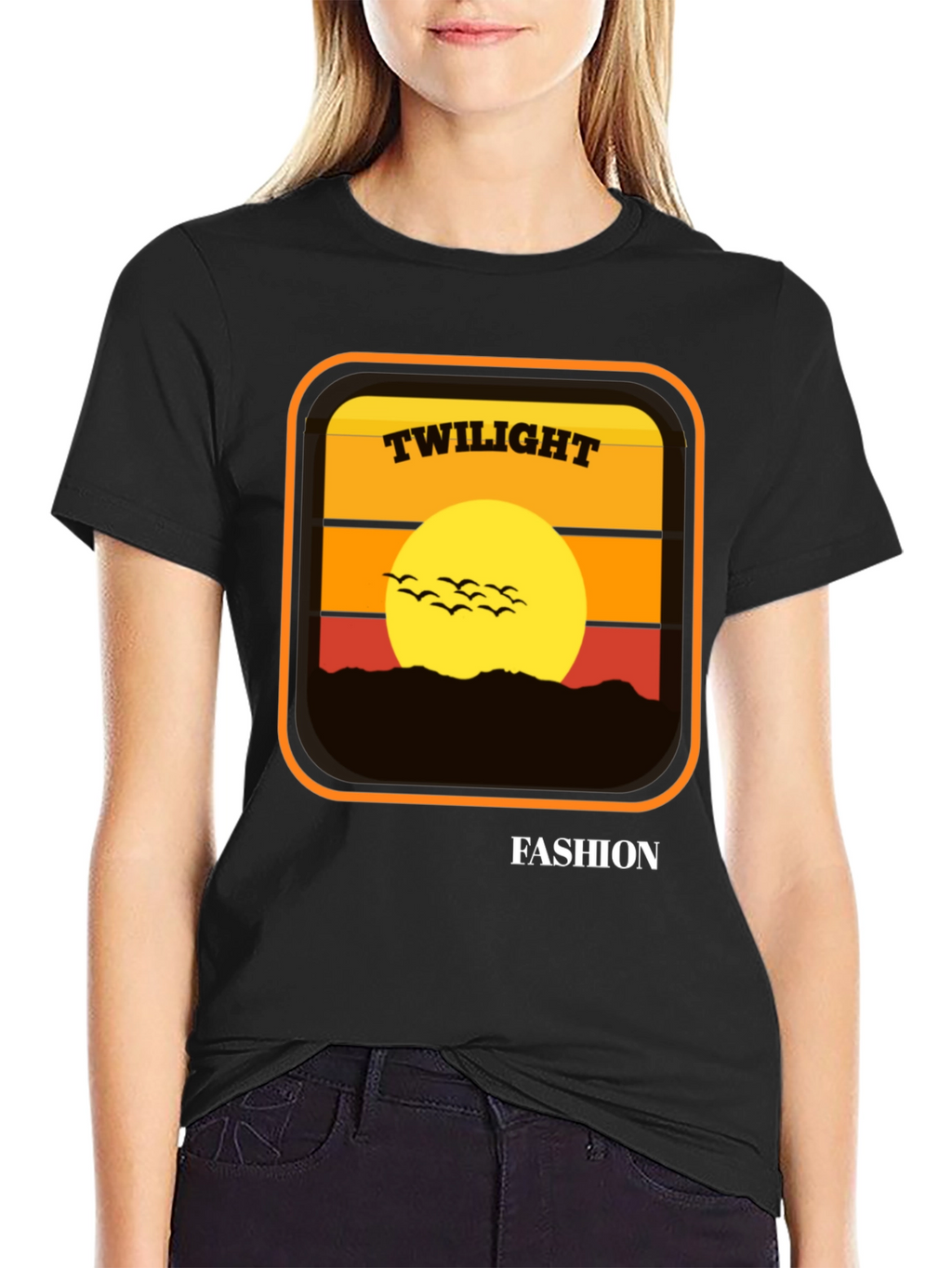 Twilight Fashion Graphic Tee - Retro Sunset Design
