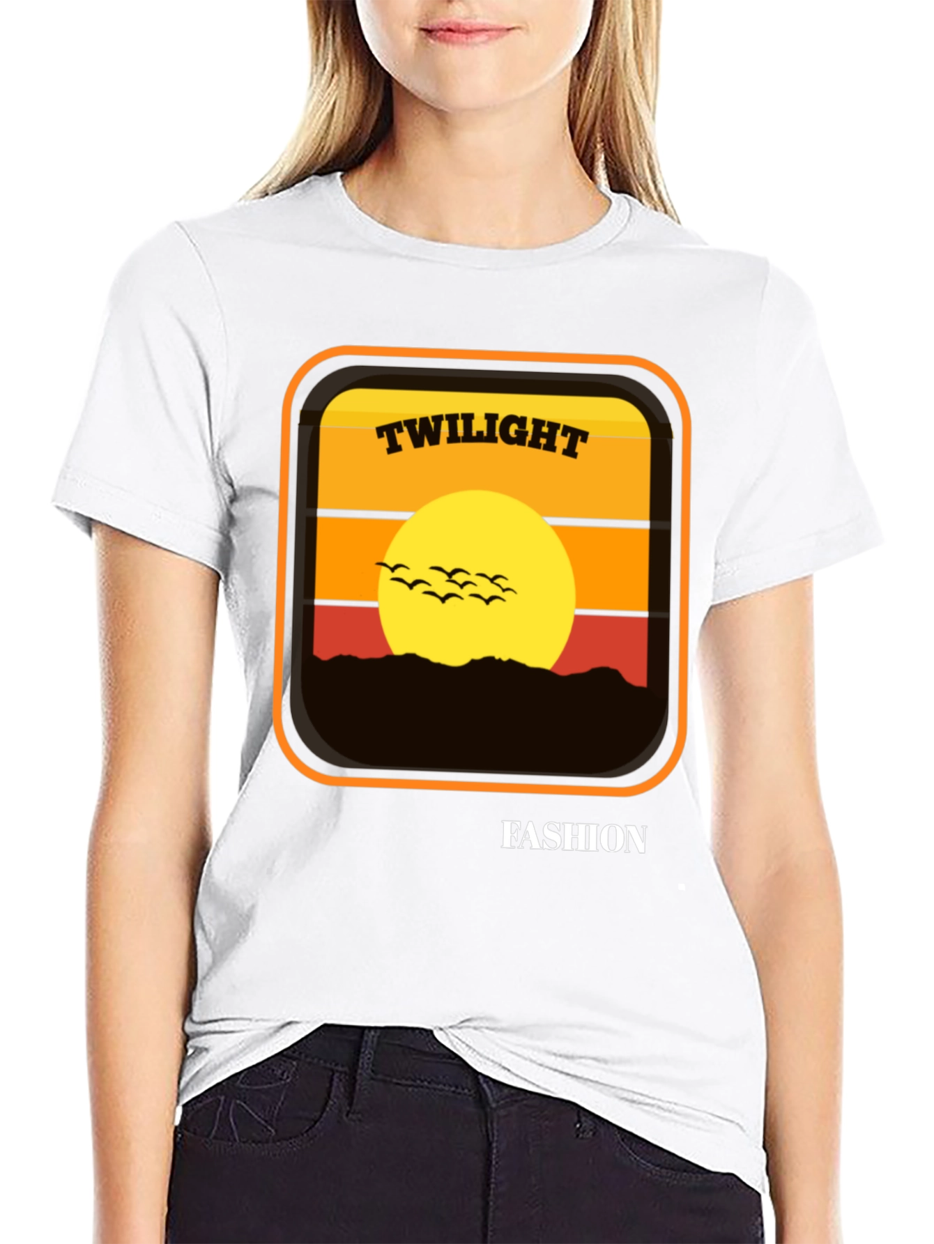 Twilight Fashion Graphic Tee - Retro Sunset Design