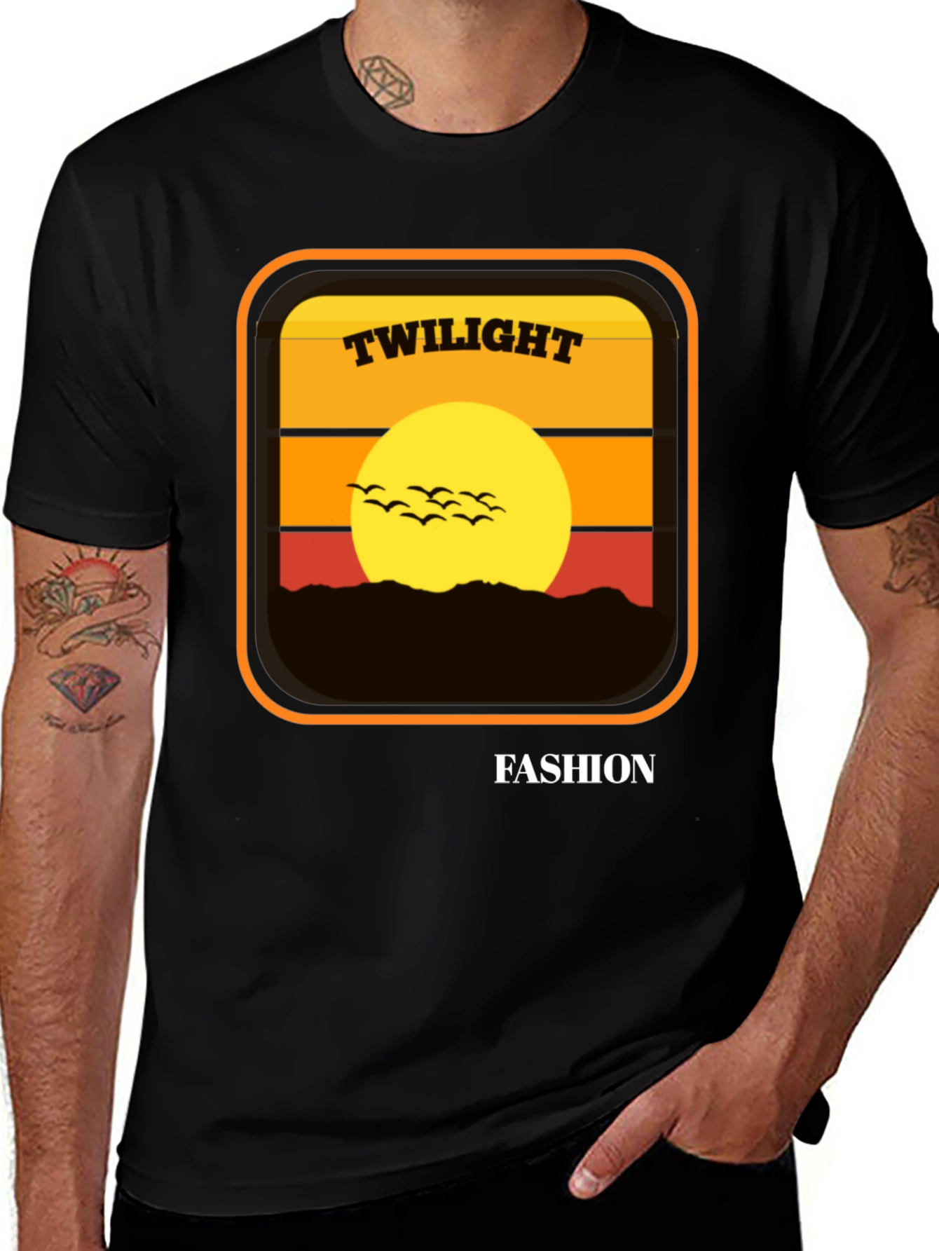 Twilight Fashion Graphic Tee - Retro Sunset Design