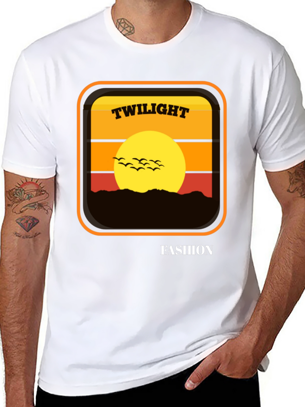 Twilight Fashion Graphic Tee - Retro Sunset Design