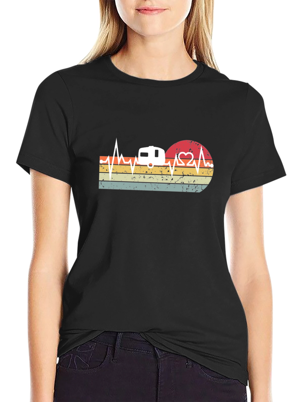 Retro Camping Heartbeat T-Shirt