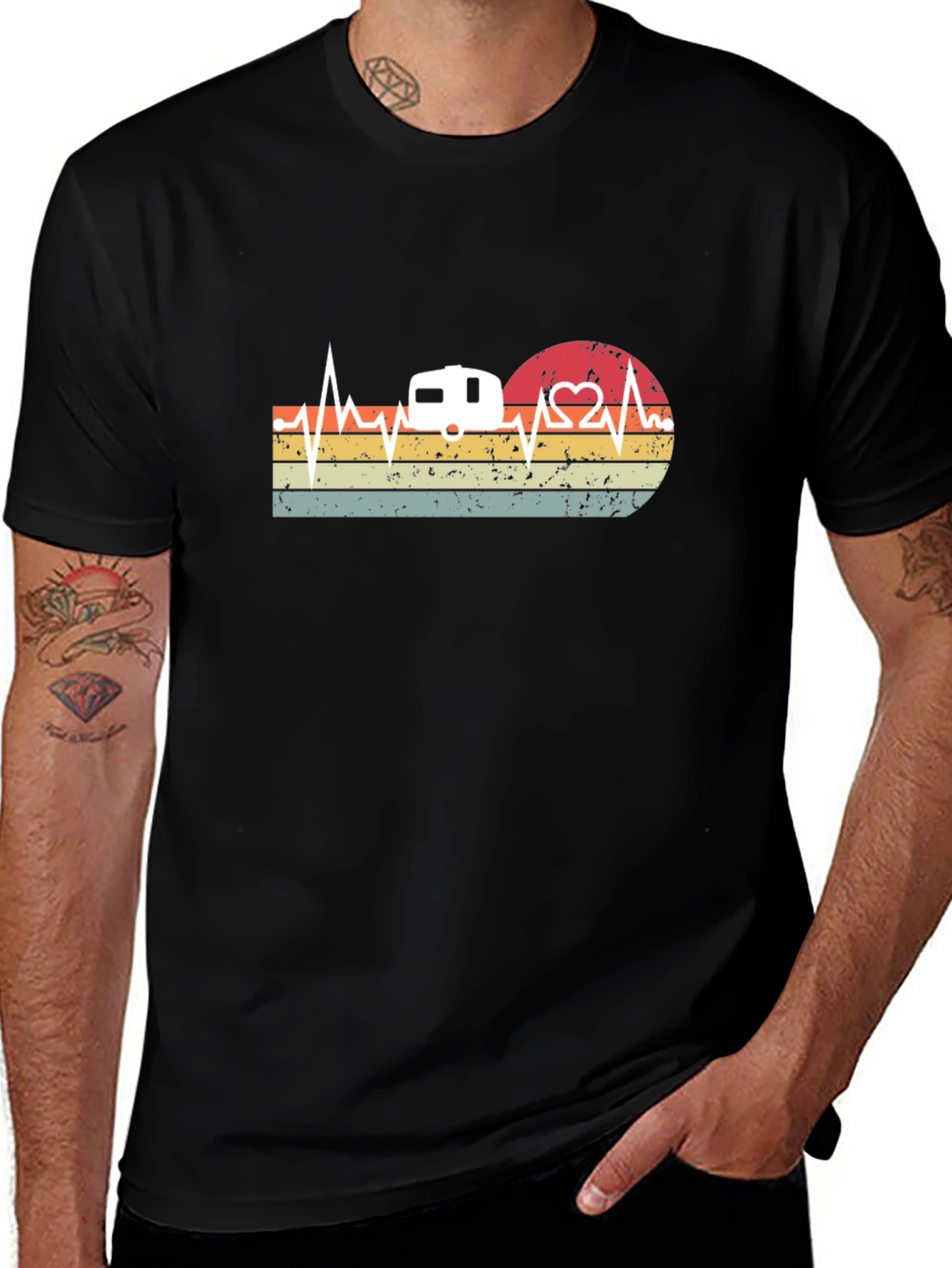 Retro Camping Heartbeat T-Shirt