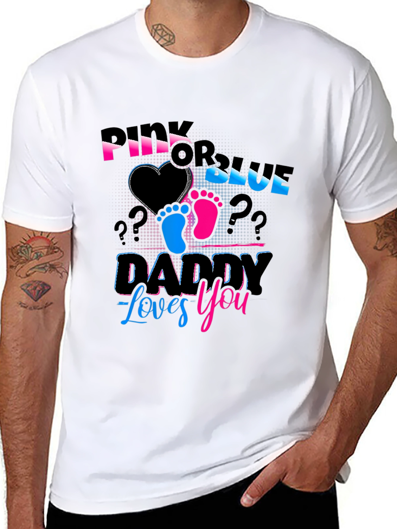 Pink or Blue Daddy Loves You Gender Reveal T-Shirt