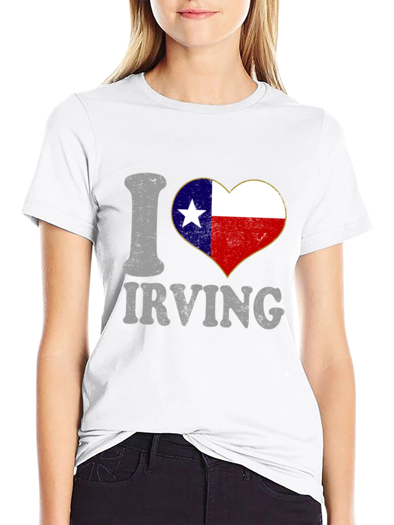 I Love Irving Texas Flag Heart T-Shirt
