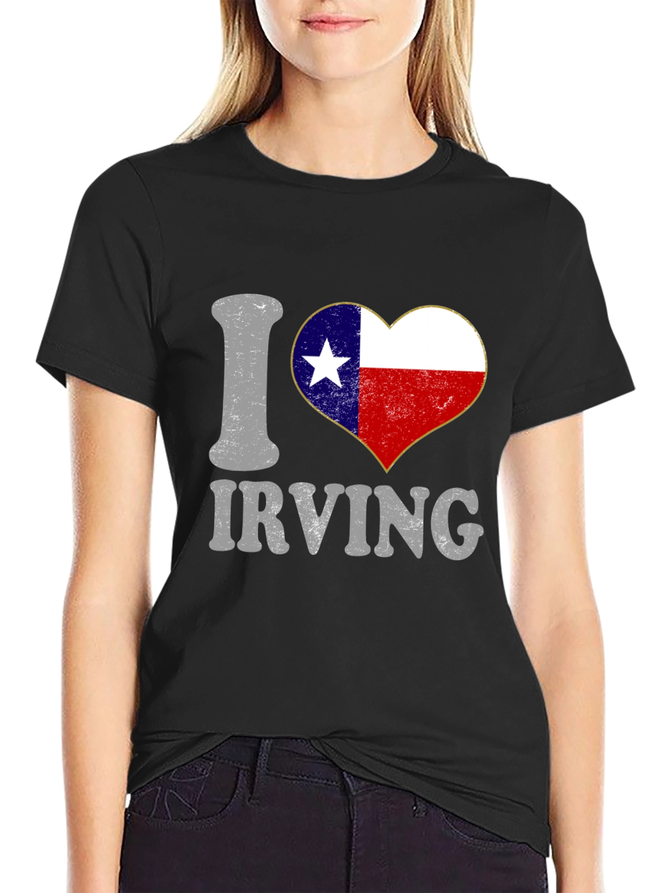 I Love Irving Texas Flag Heart T-Shirt