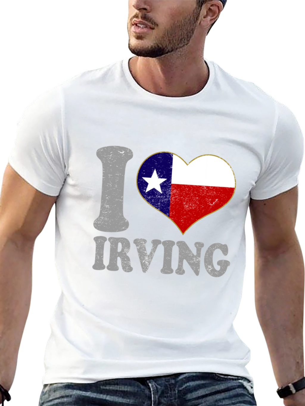I Love Irving Texas Flag Heart T-Shirt