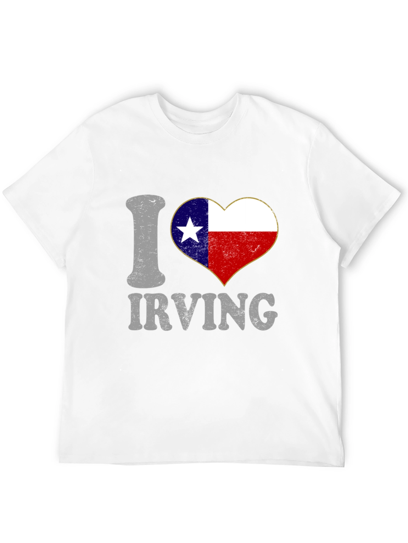 I Love Irving Texas Flag Heart T-Shirt