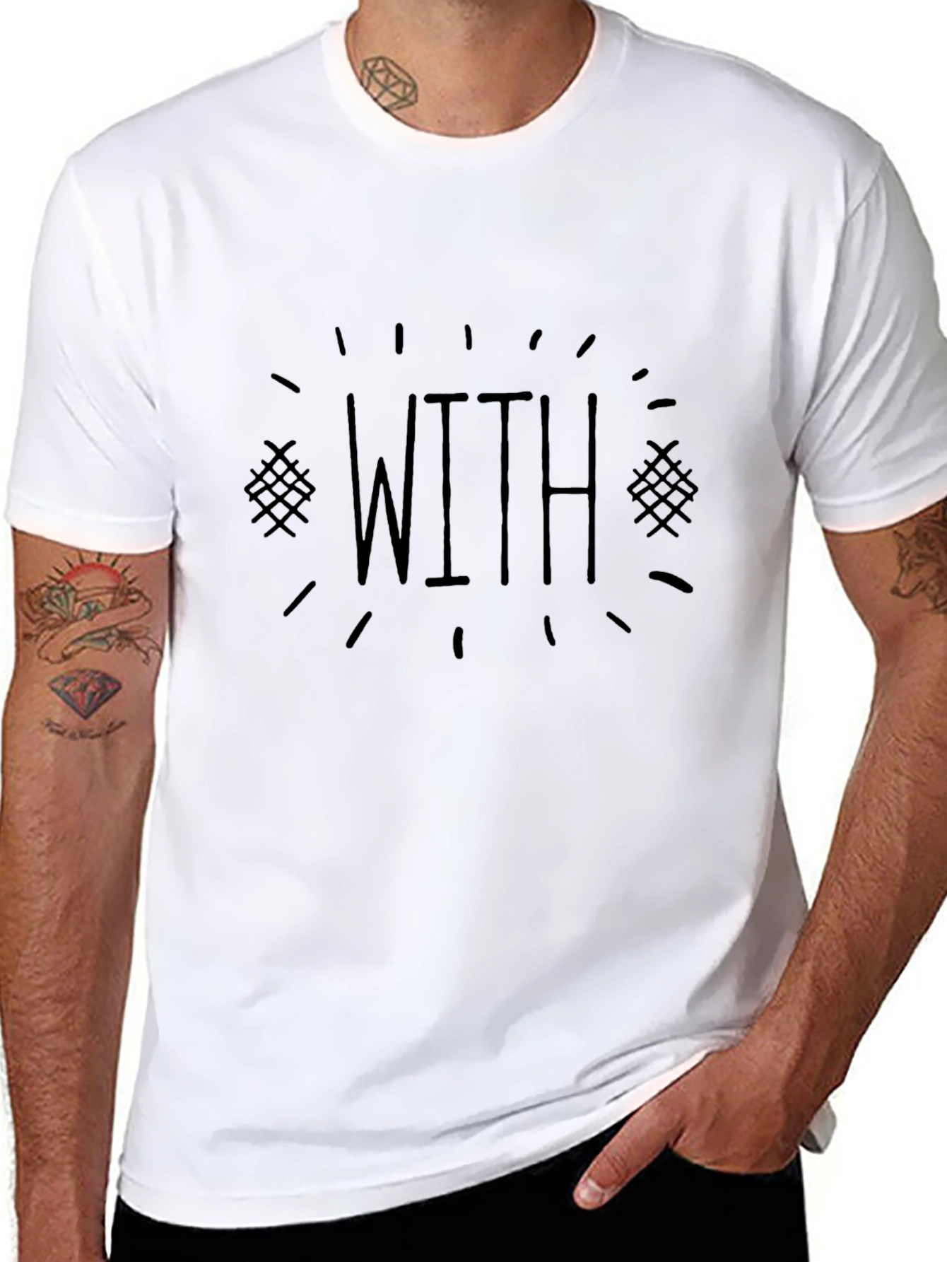 Mens Black T-Shirt - WITH Graphic Tee
