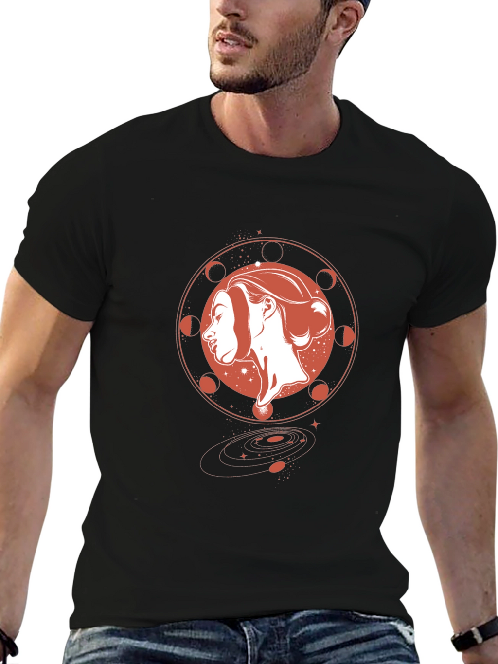 Celestial Woman Graphic Black T-Shirt