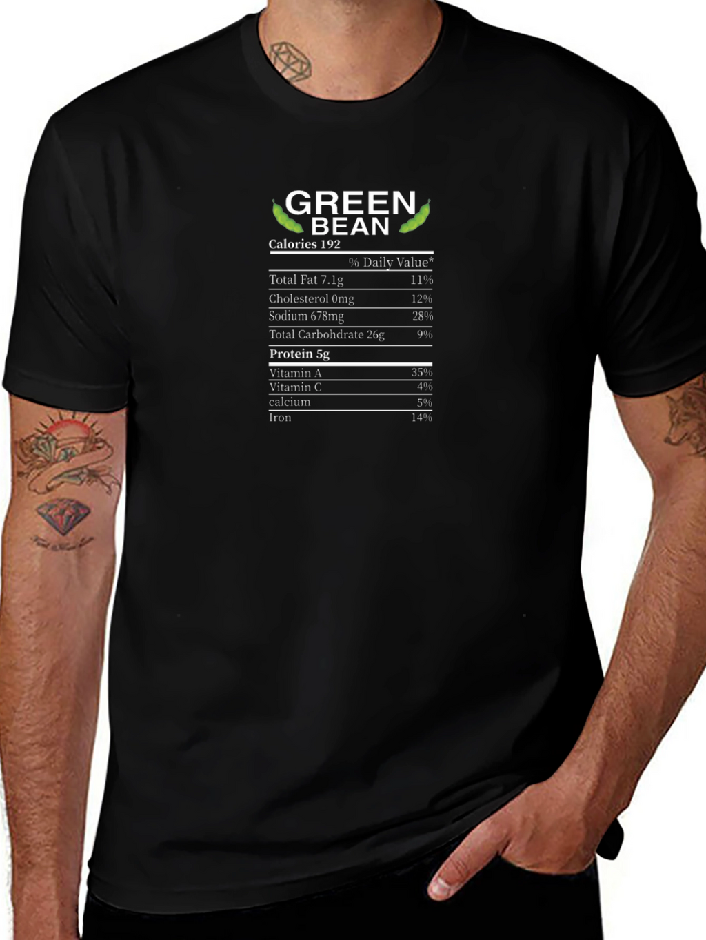 Green Bean Nutrition Facts T-Shirt - Foodie Tee