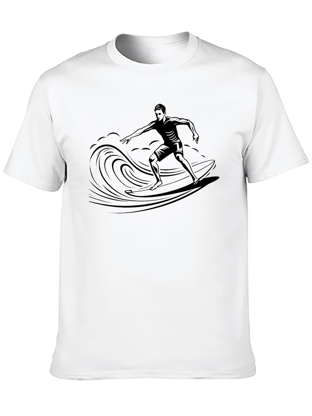 Surfer Graphic Tee - Black Cotton T-Shirt