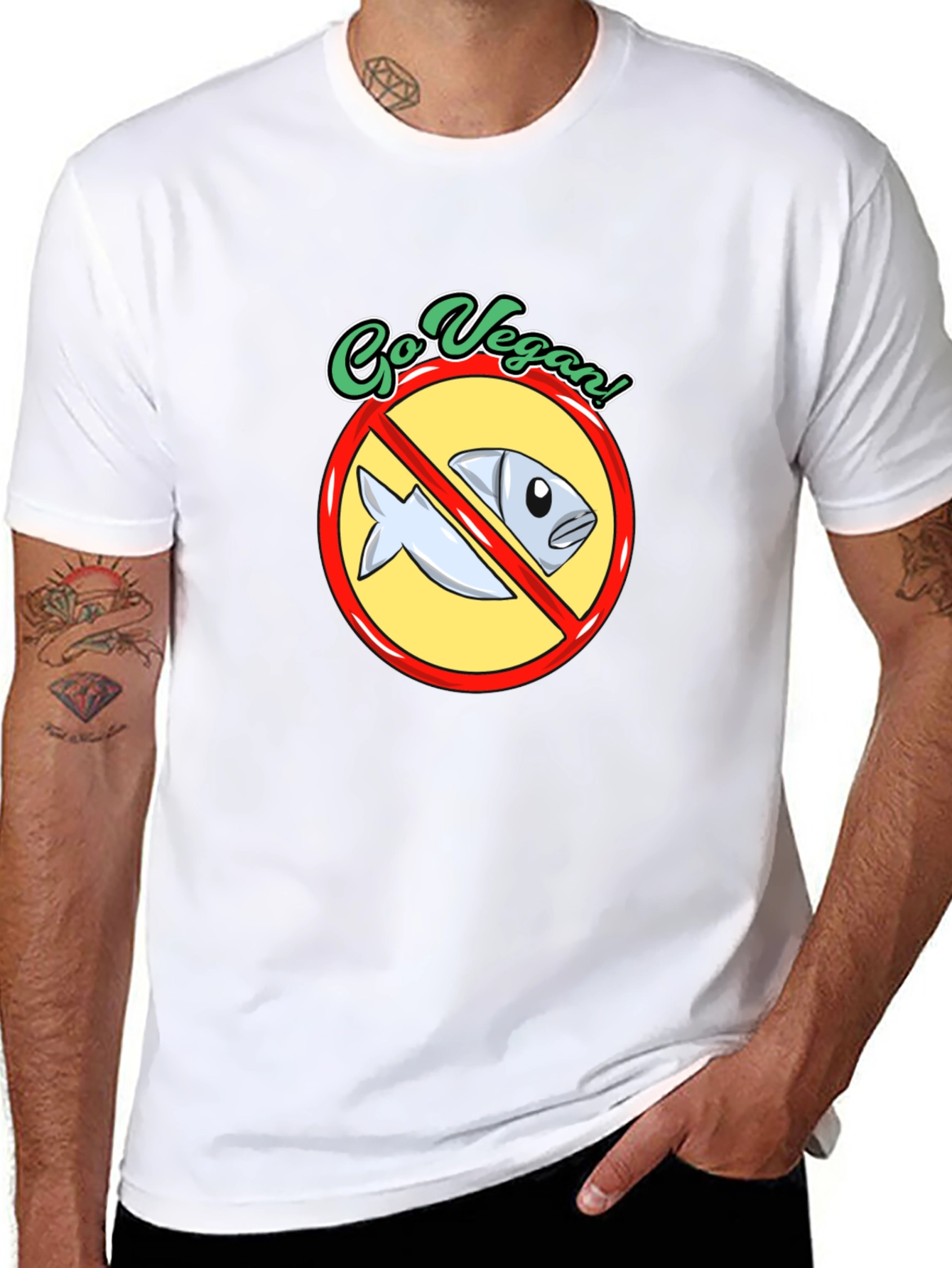 Go Vegan T-Shirt - No Fish Allowed!