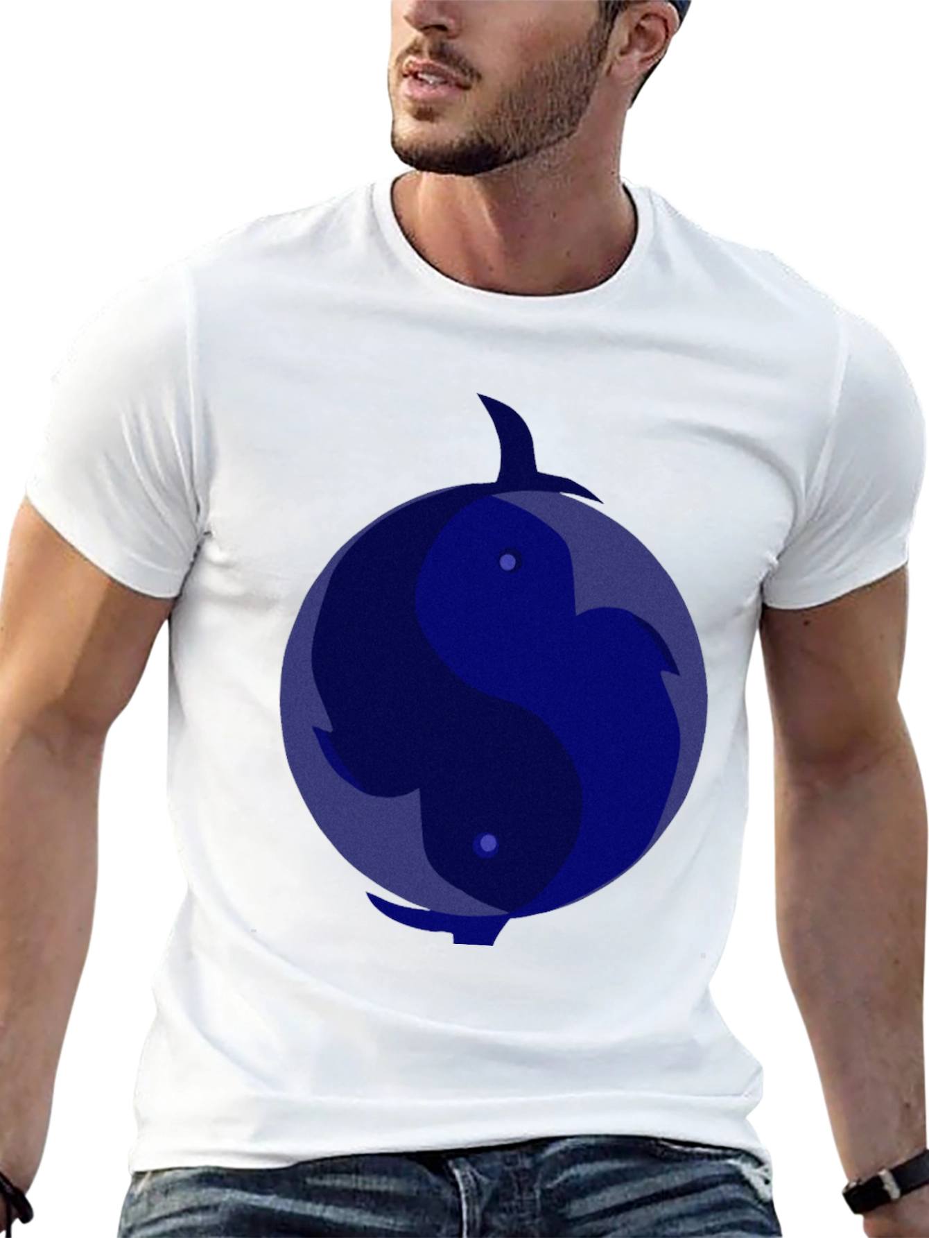 Yin Yang Dolphin Graphic Tee - Black T-Shirt