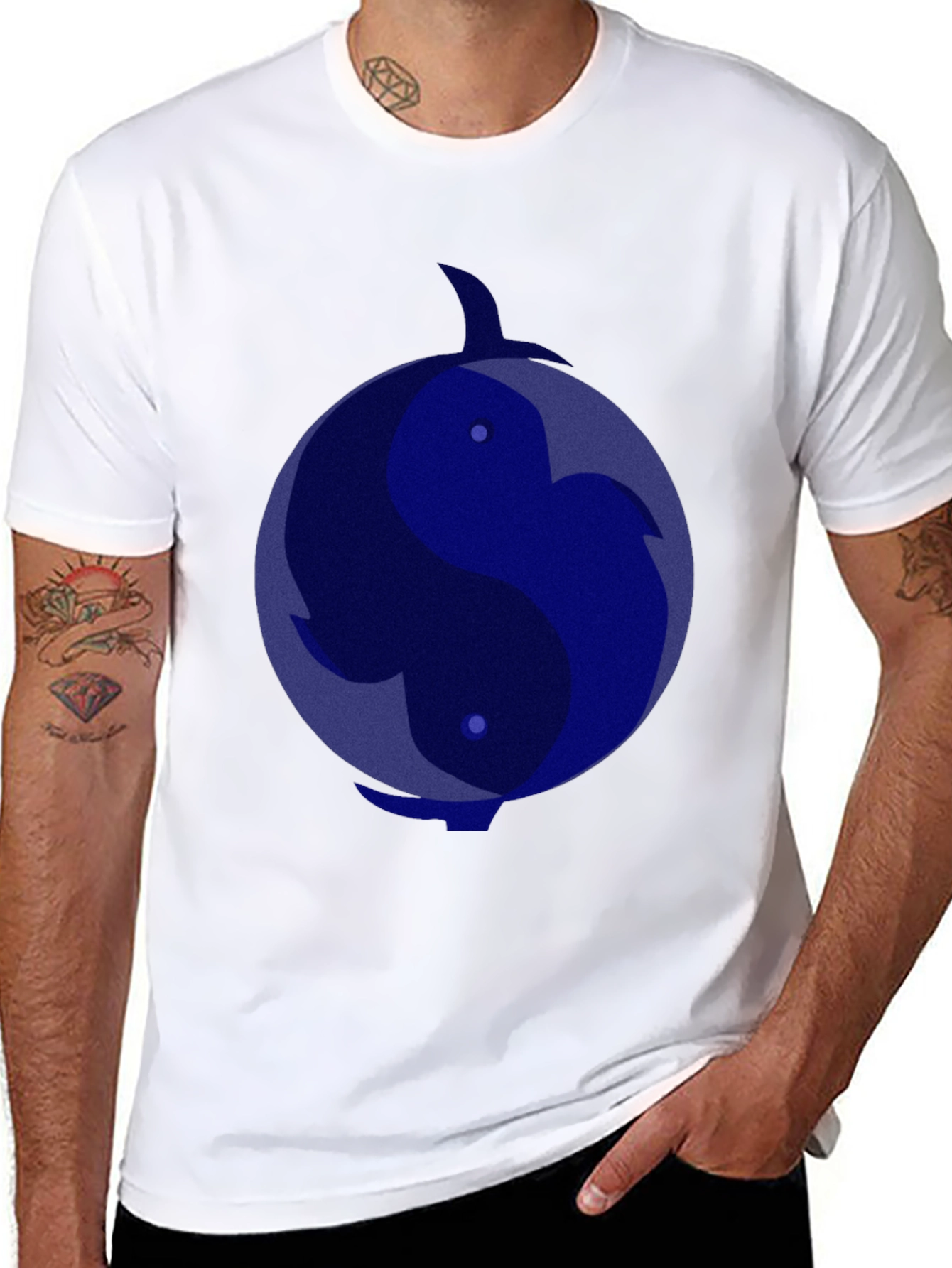 Yin Yang Dolphin Graphic Tee - Black T-Shirt