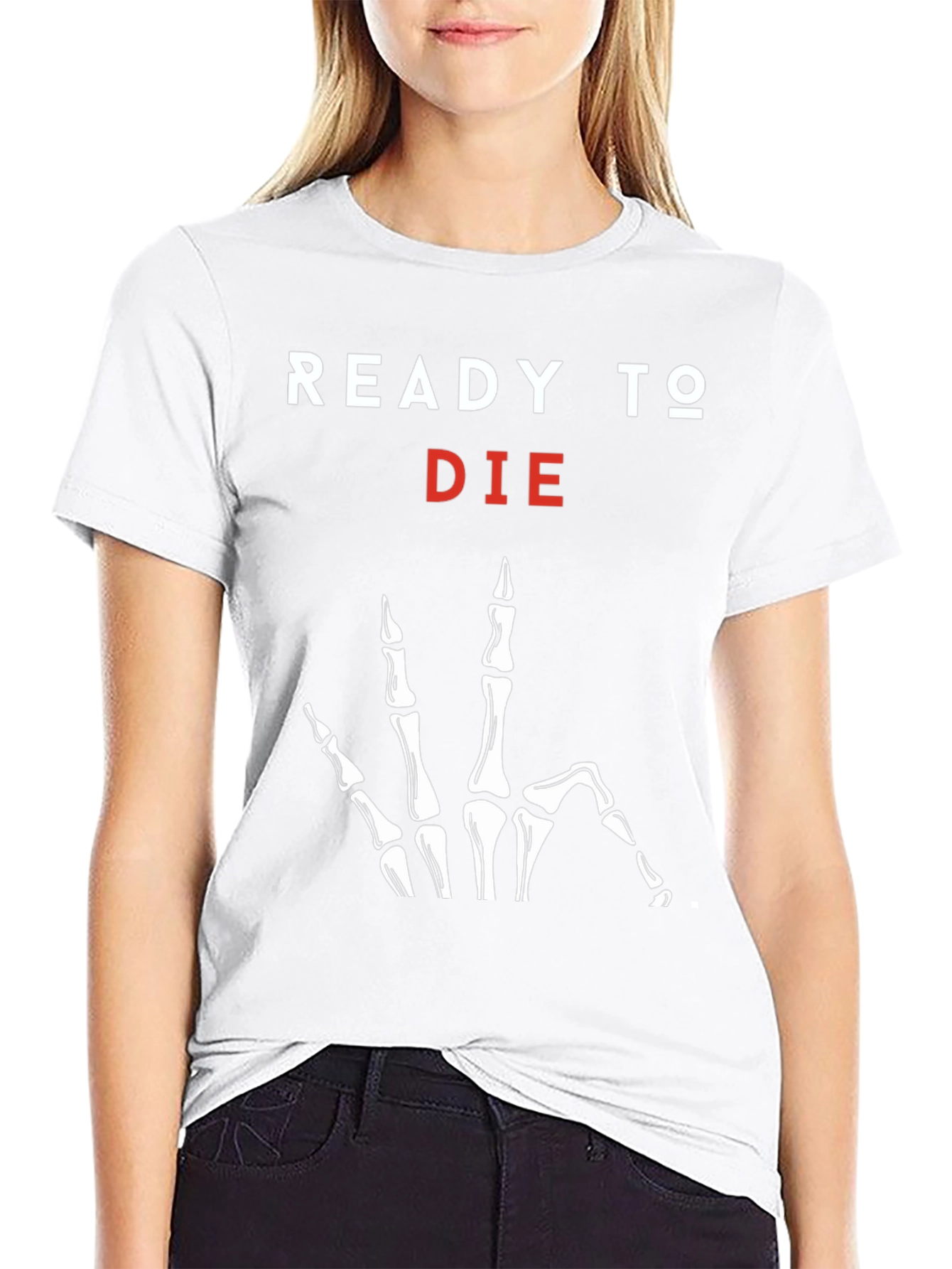 Ready to Die Graphic Tee - Skeleton Hand Print