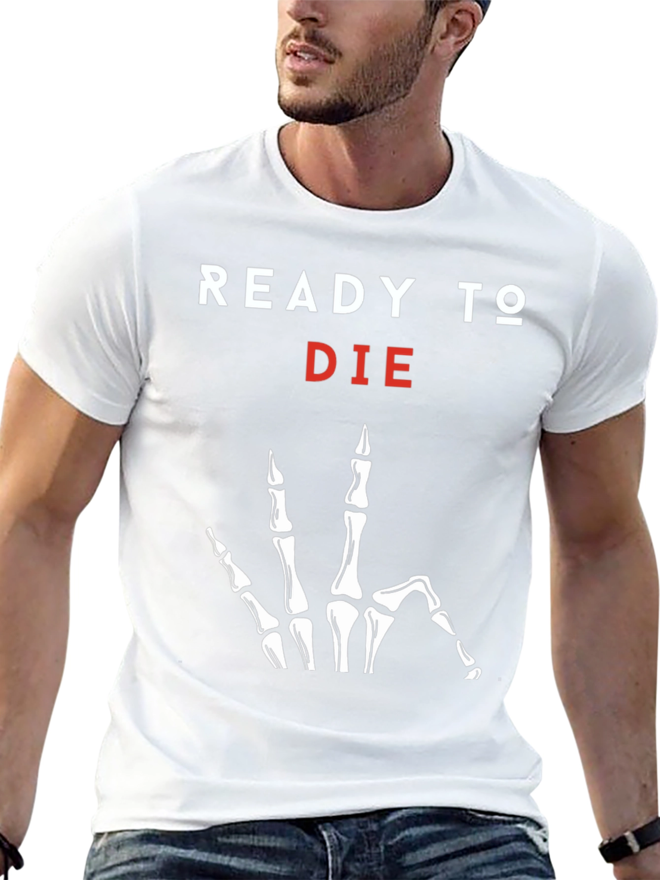 Ready to Die Graphic Tee - Skeleton Hand Print