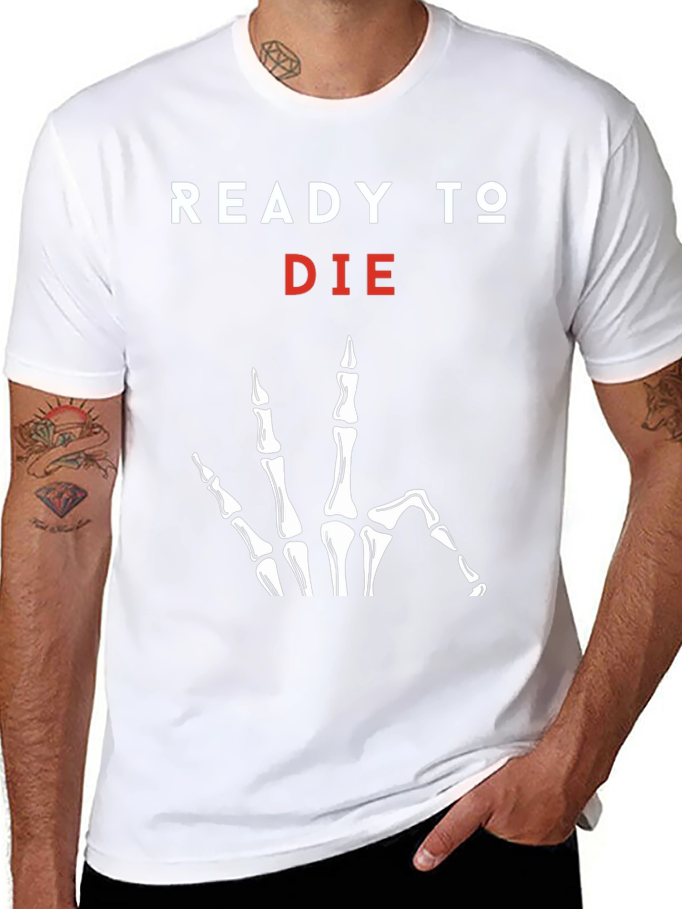 Ready to Die Graphic Tee - Skeleton Hand Print