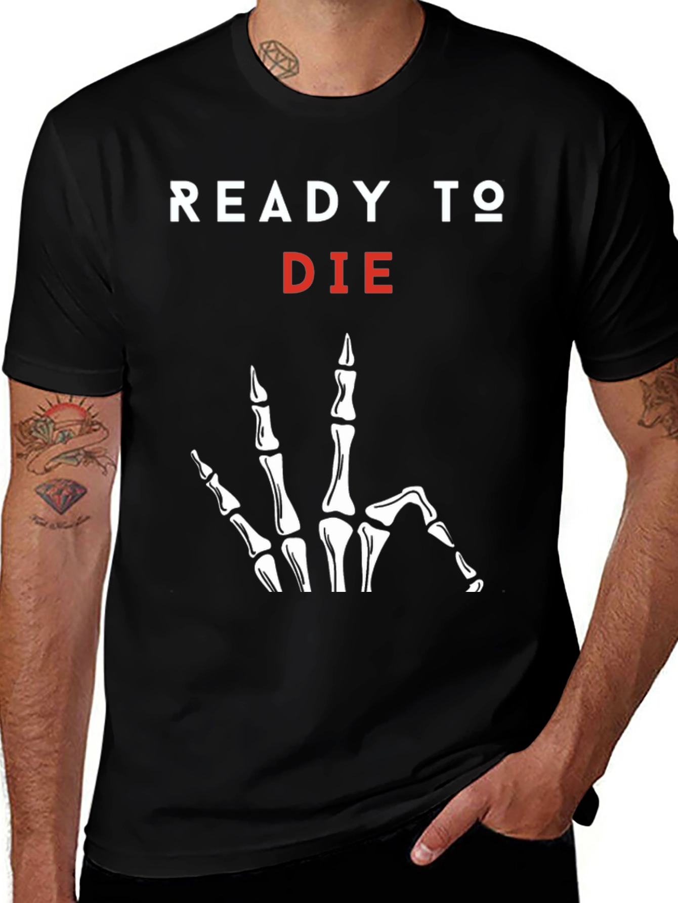 Ready to Die Graphic Tee - Skeleton Hand Print