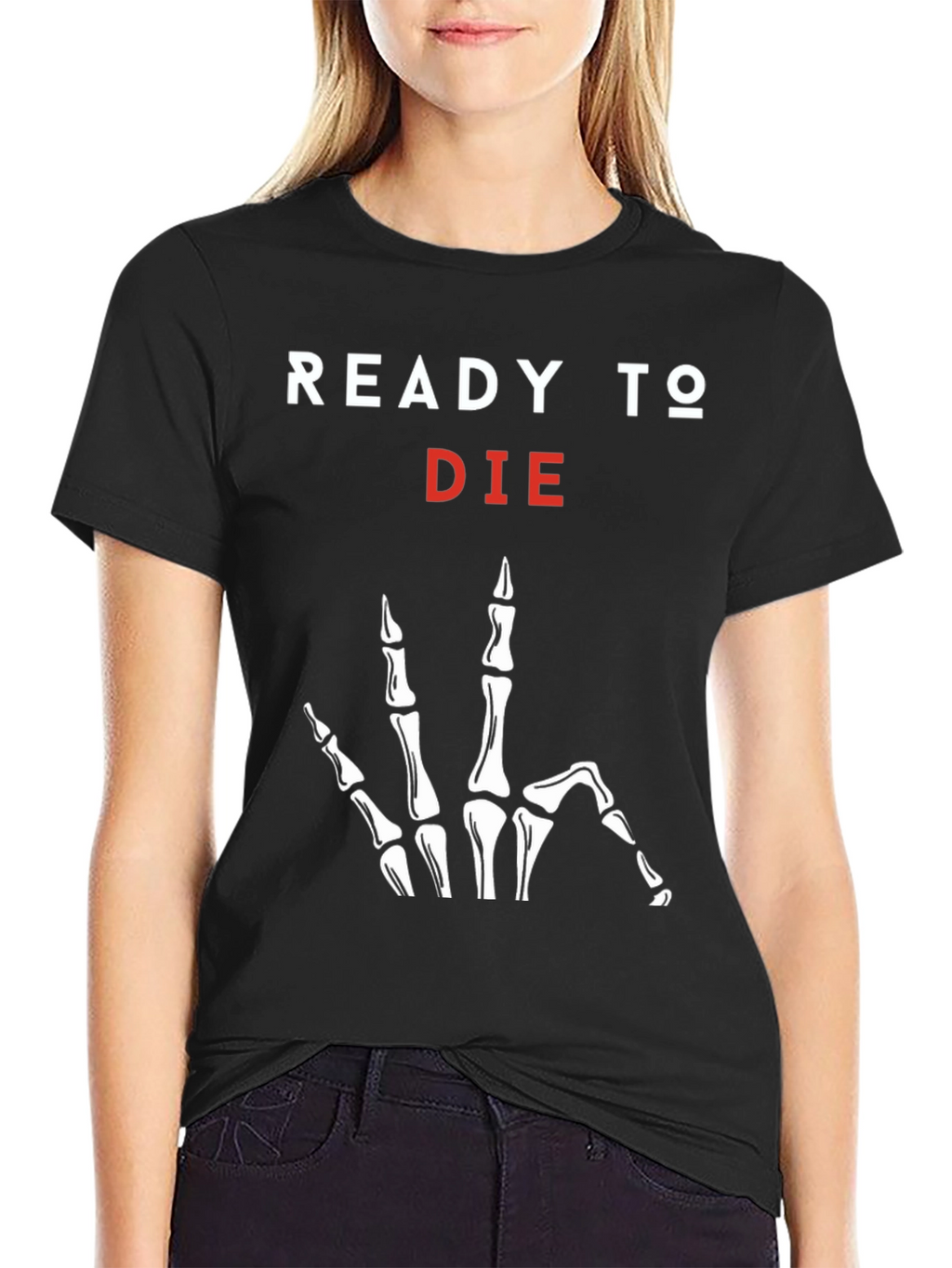Ready to Die Graphic Tee - Skeleton Hand Print