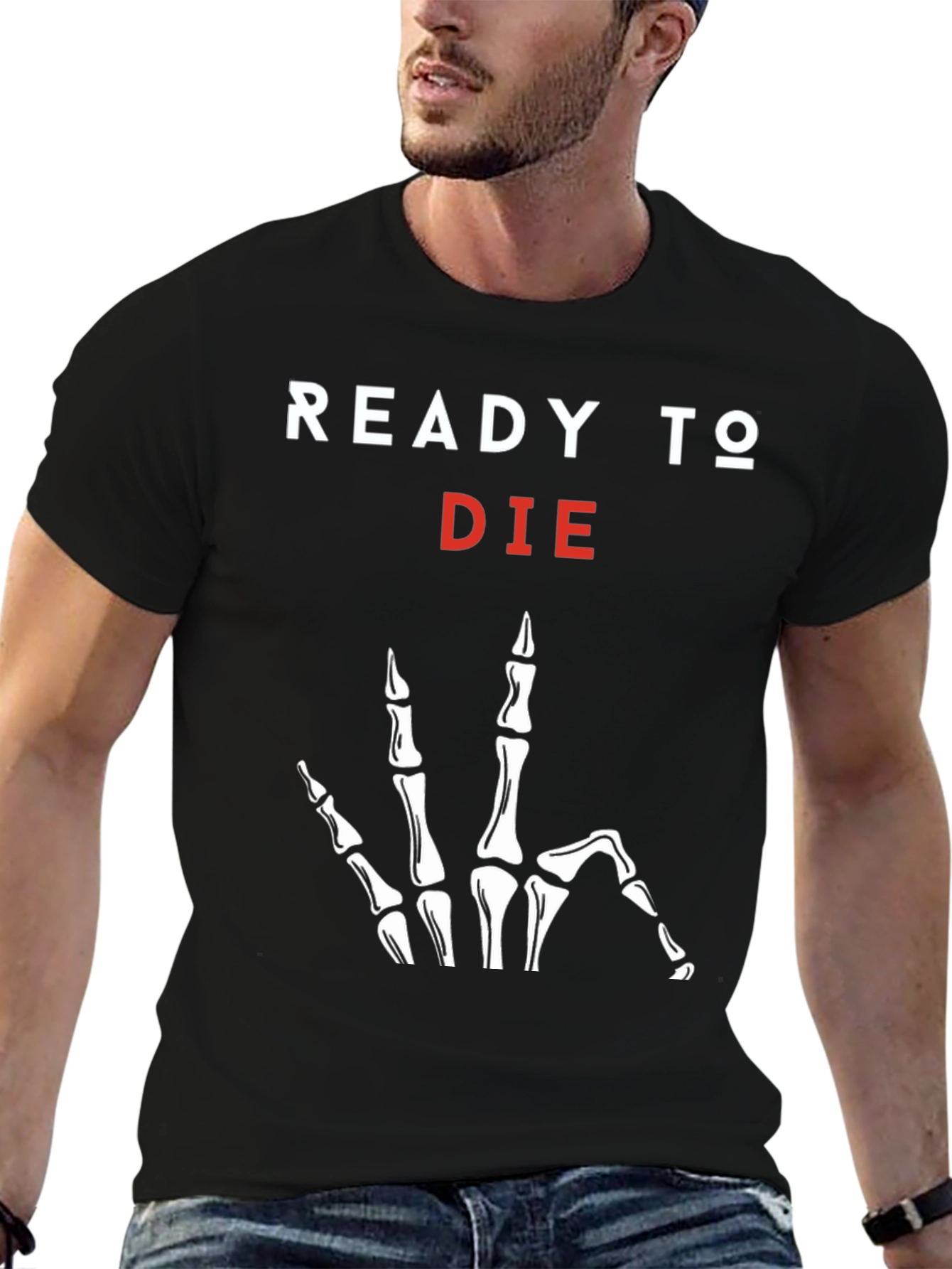 Ready to Die Graphic Tee - Skeleton Hand Print