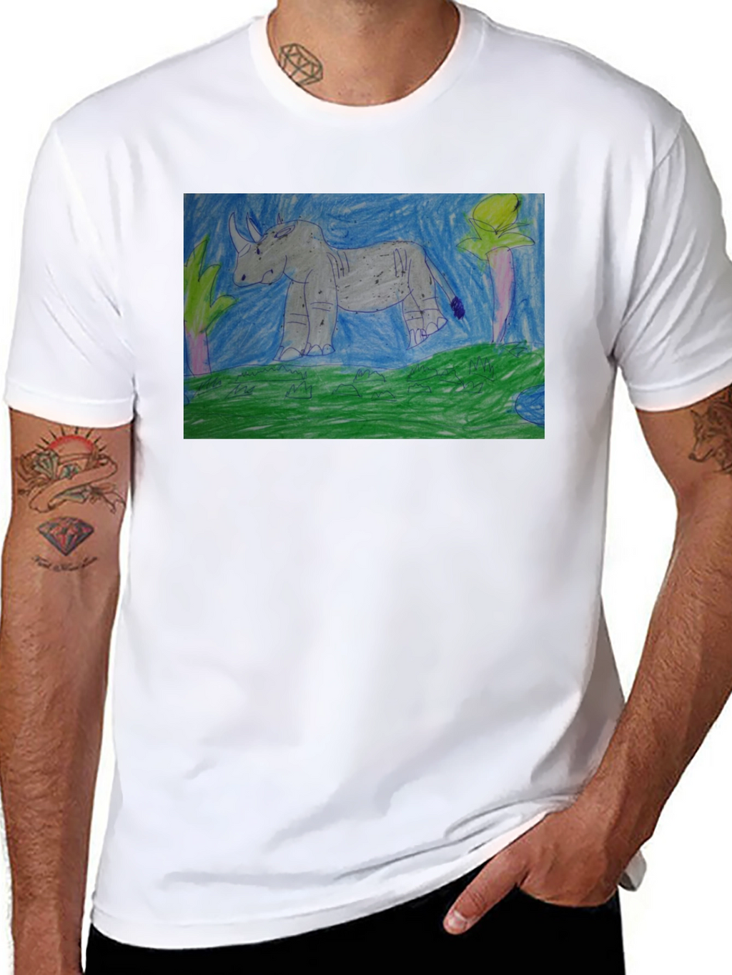 Rhino Graphic Print Black T-Shirt
