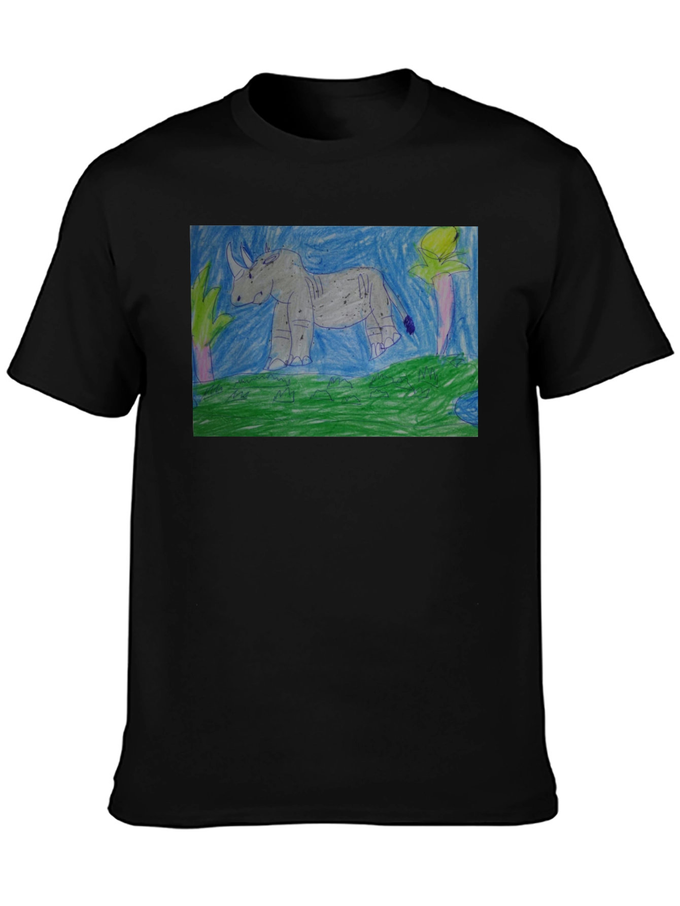 Rhino Graphic Print Black T-Shirt