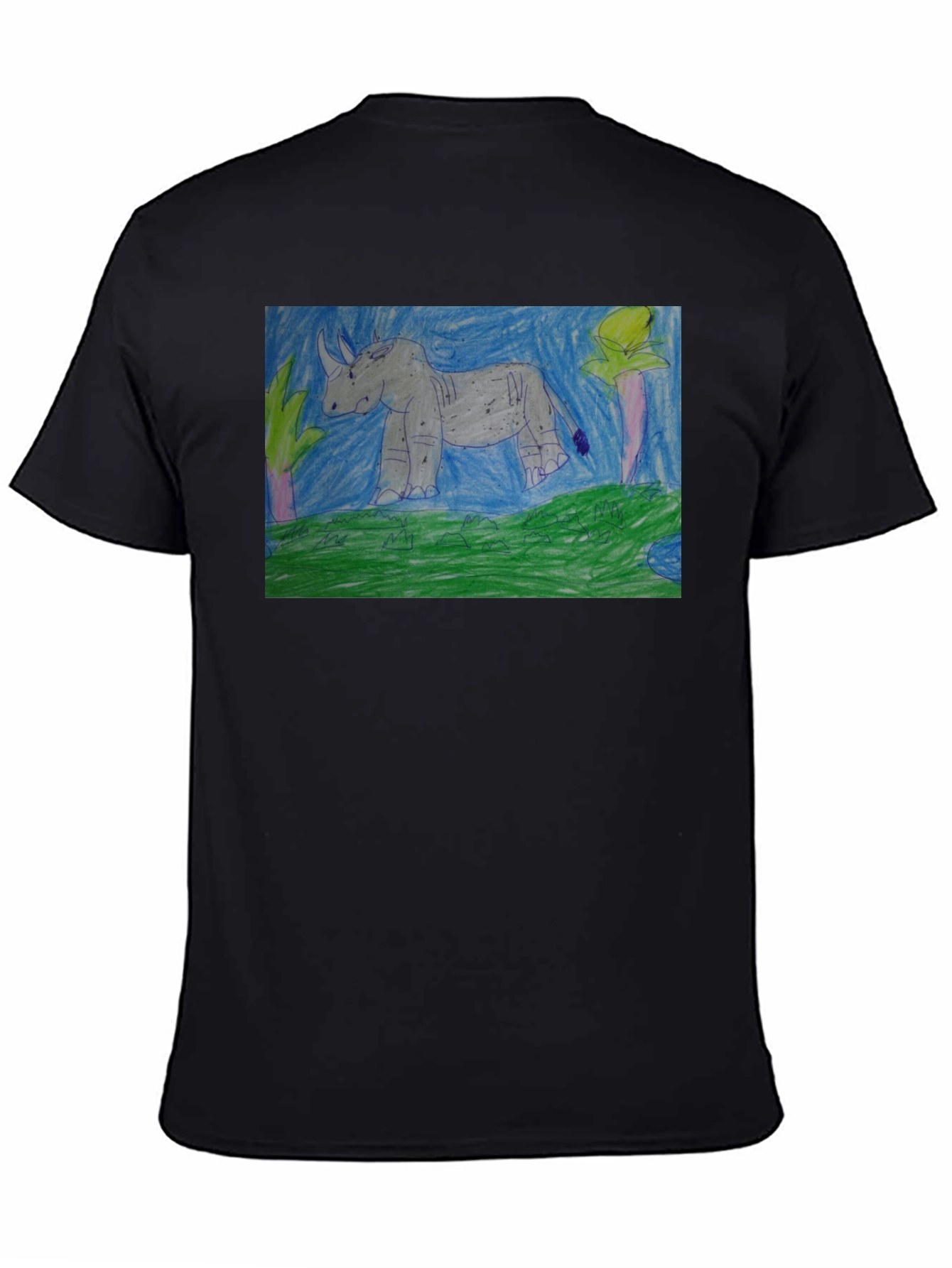 Rhino Graphic Print Black T-Shirt