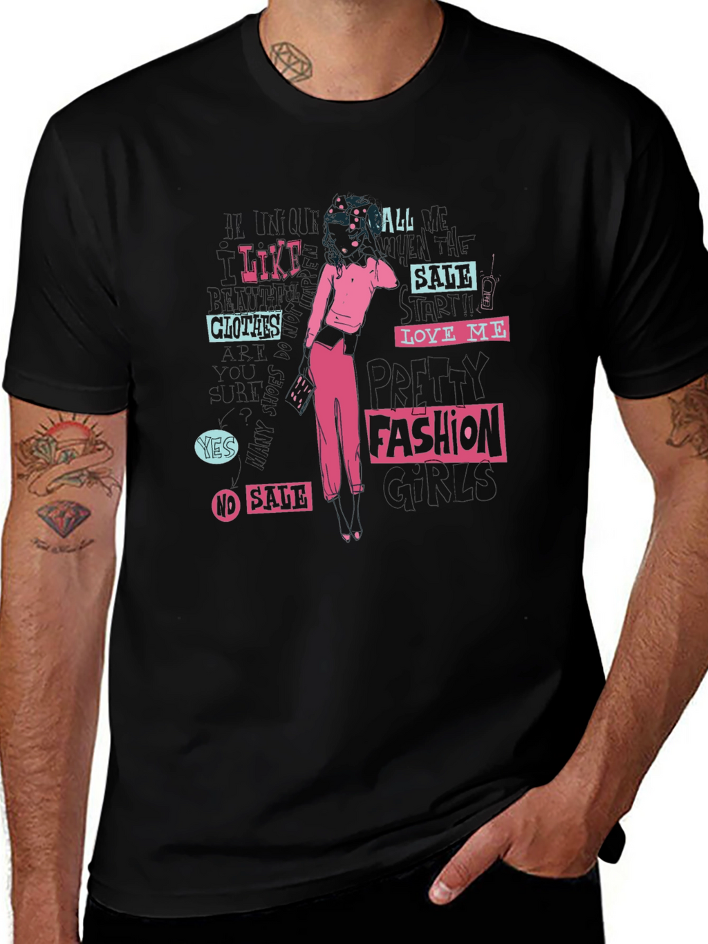 Edgy Graphic Print Black T-Shirt