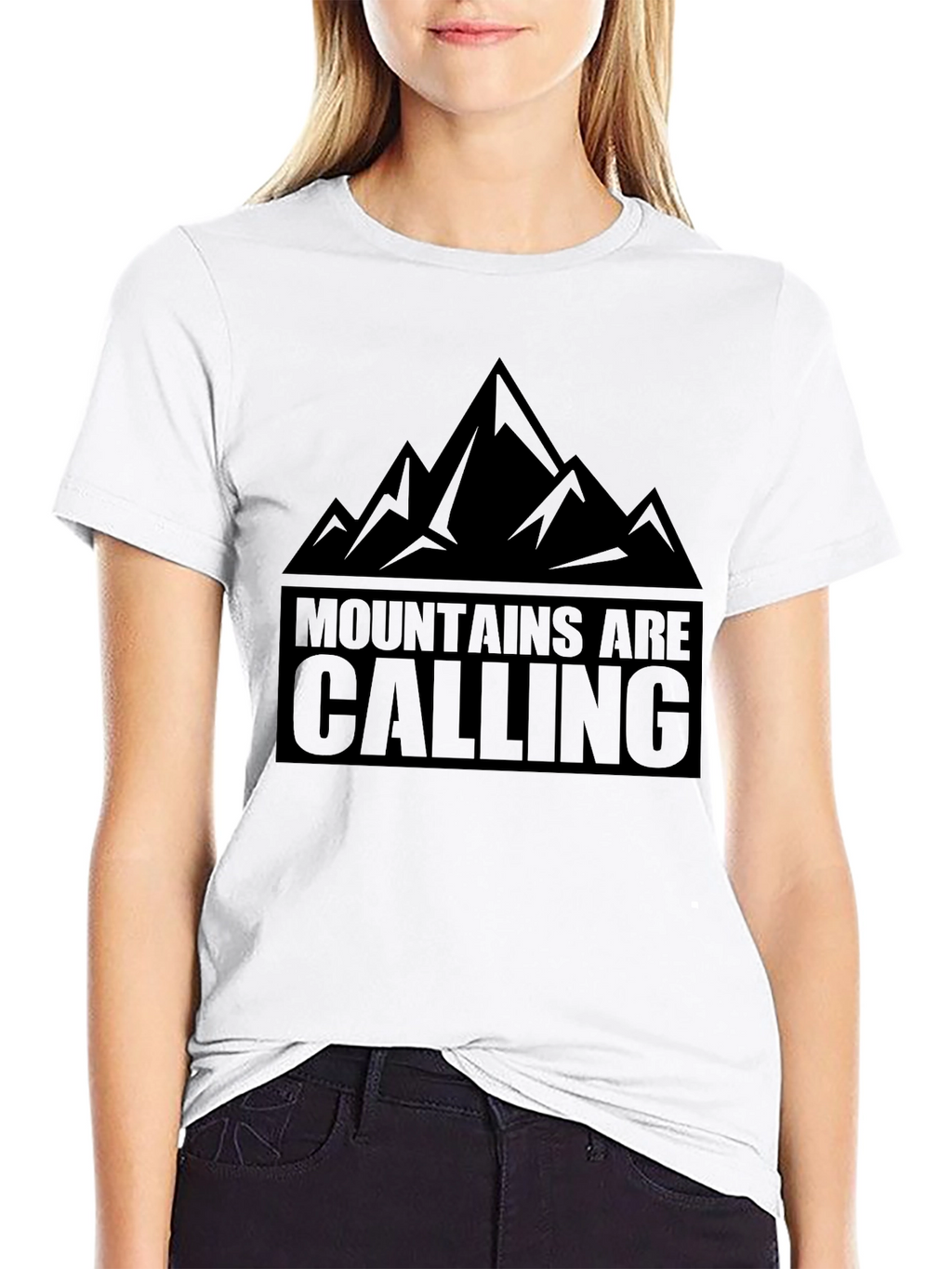 Mountains Are Calling Black Graphic T-Shirt
