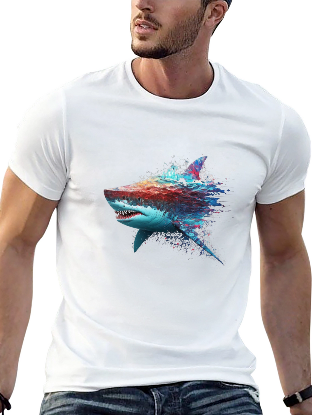 Shark Graphic Tee - Abstract Ocean Predator Design
