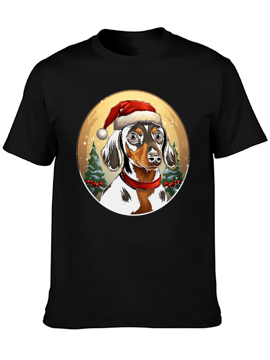 Dachshund Christmas T-Shirt - Dog Santa Hat Tee