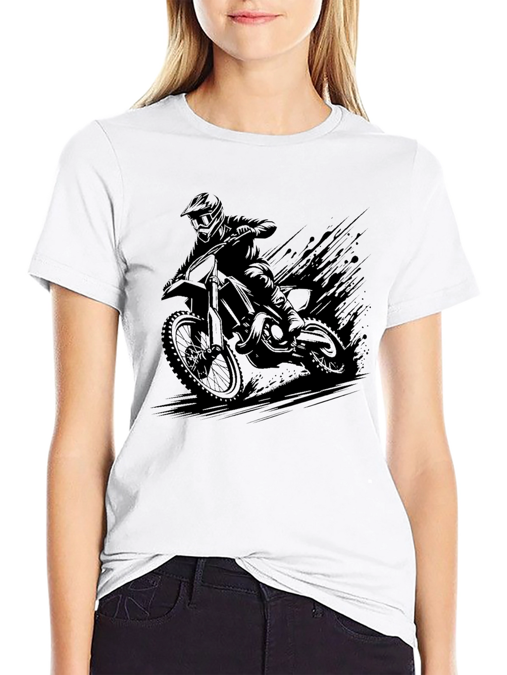 Mens Black Motocross Rider Graphic Tee