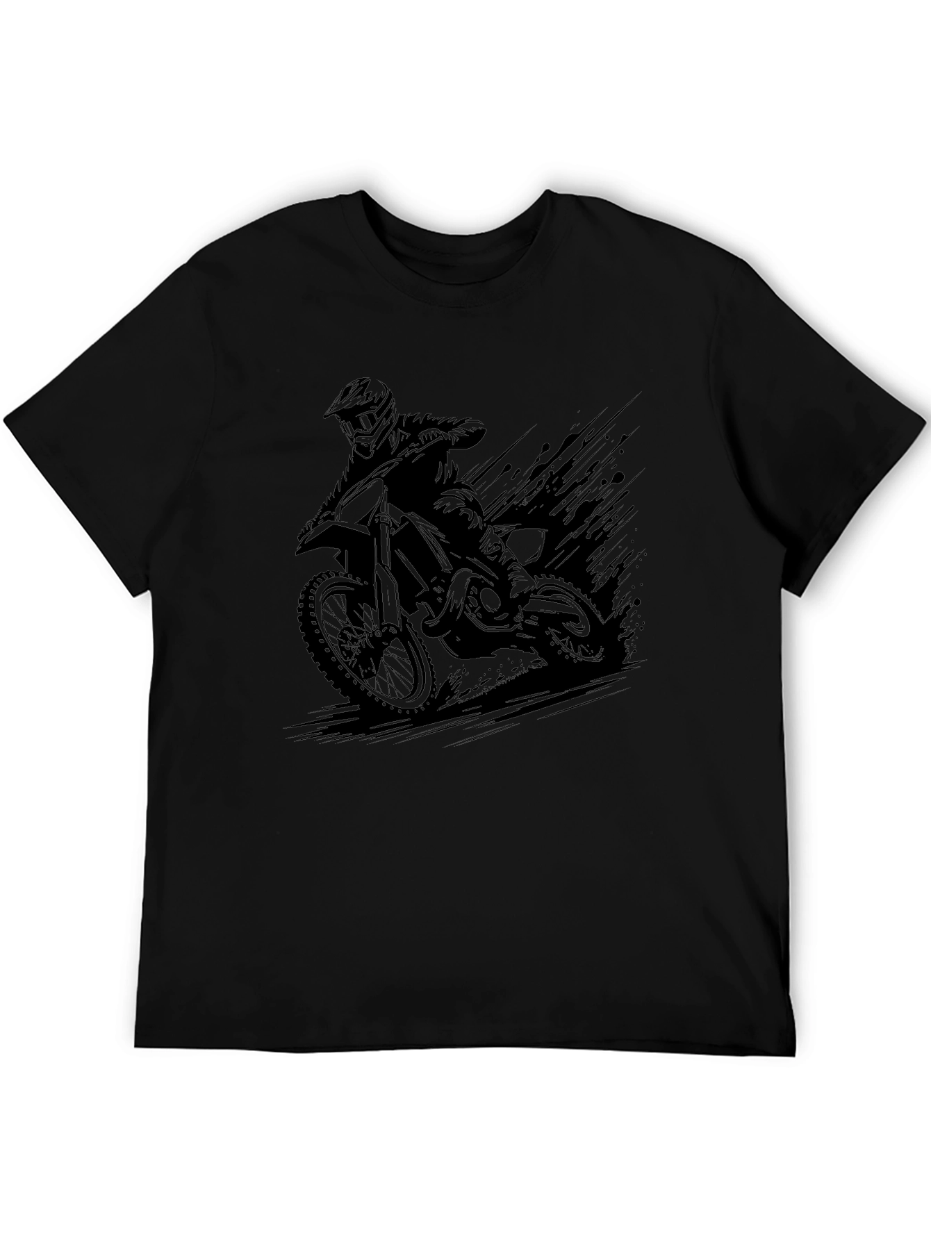 Mens Black Motocross Rider Graphic Tee