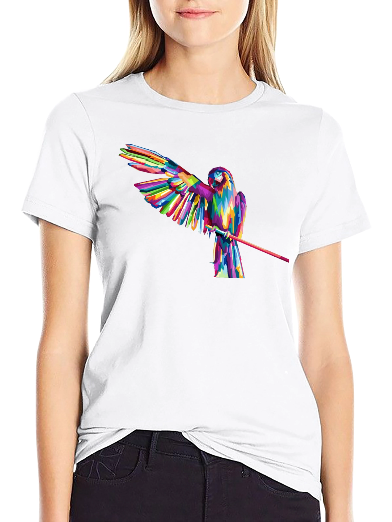Vibrant Parrot Graphic Tee - Mens Black T-Shirt