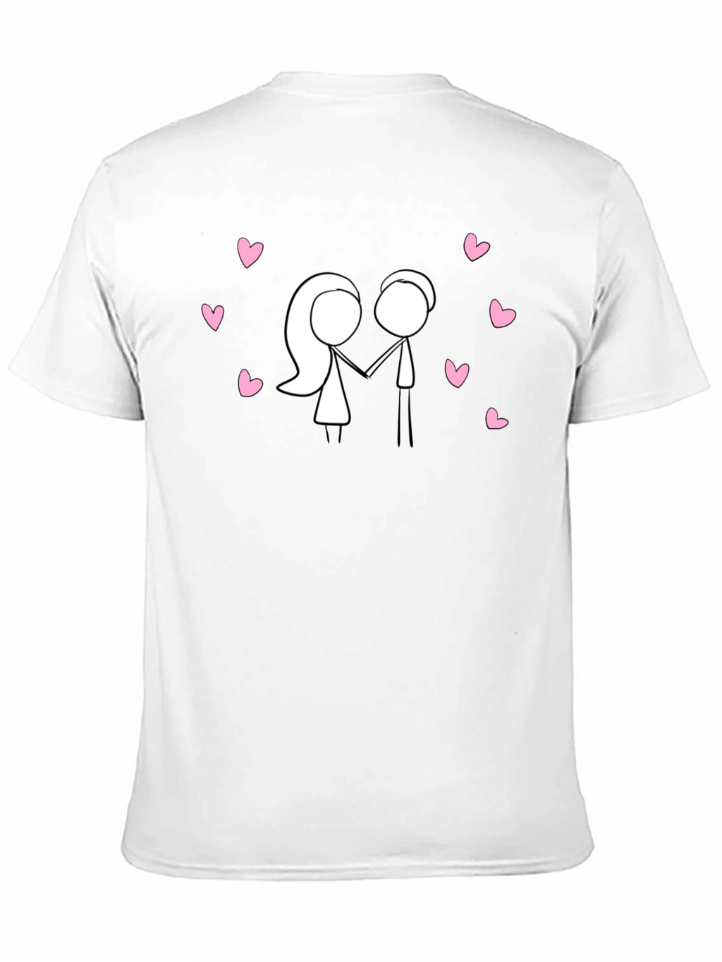 Stick Figure Couple in Love Black T-Shirt
