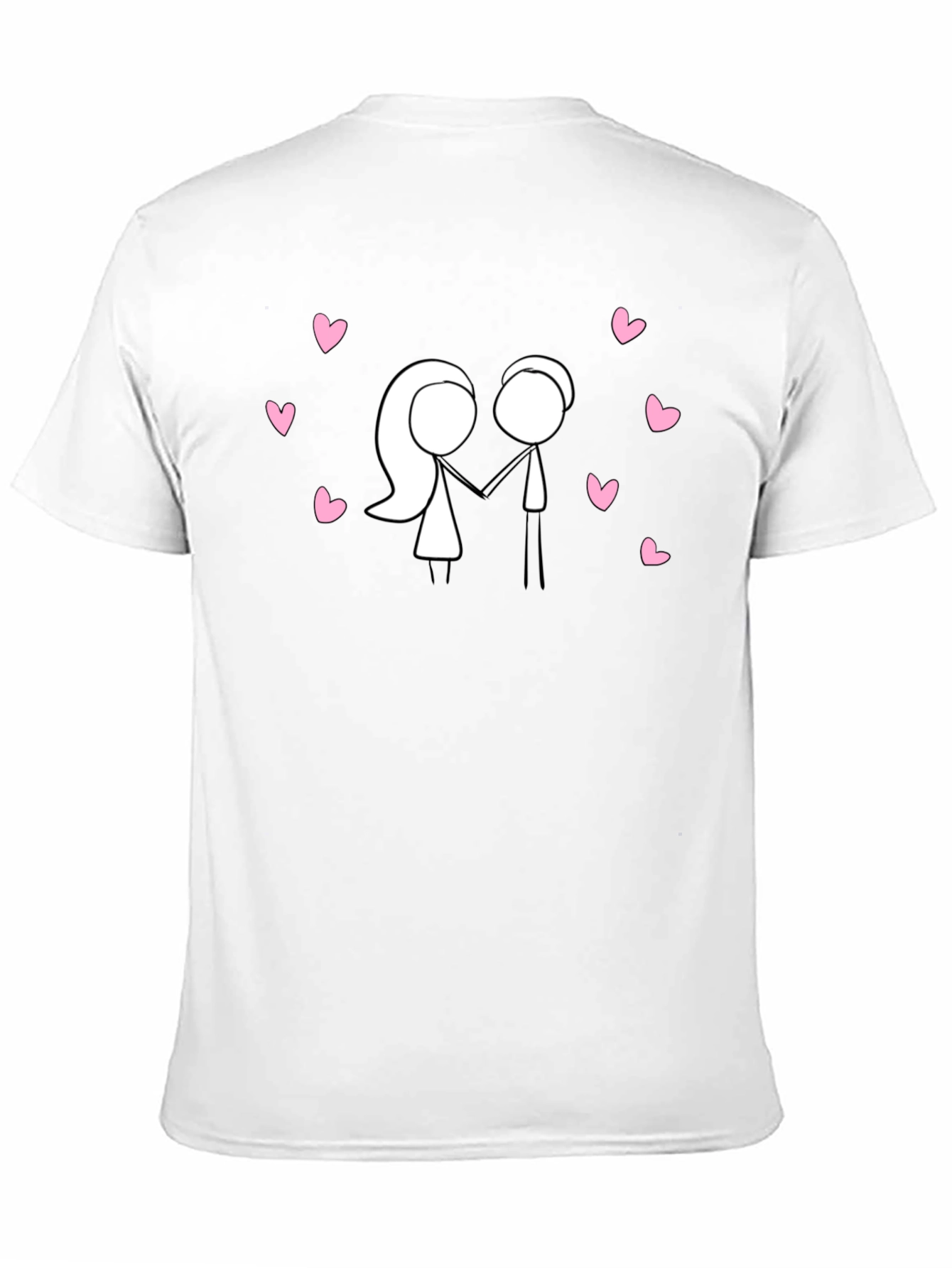 Stick Figure Couple in Love Black T-Shirt