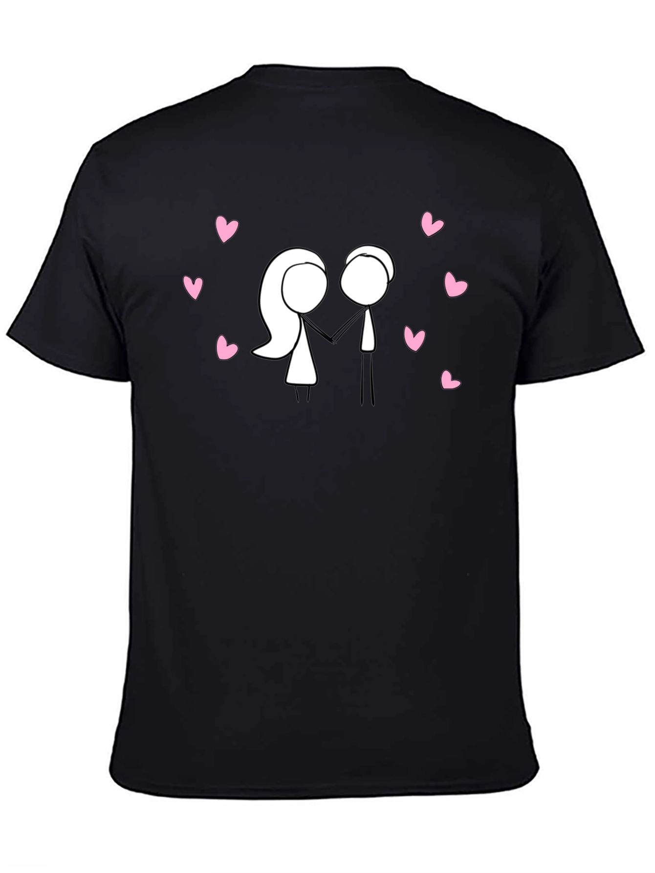 Stick Figure Couple in Love Black T-Shirt