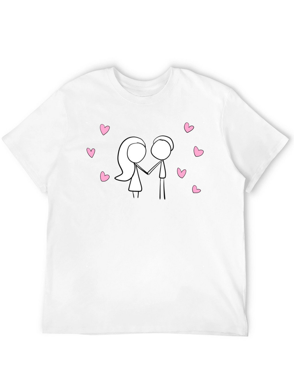 Stick Figure Couple in Love Black T-Shirt