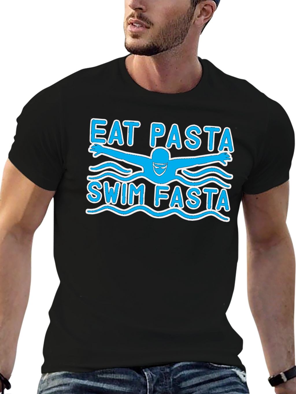 Eat Pasta Swim Fasta Funny Swimmer T-Shirt