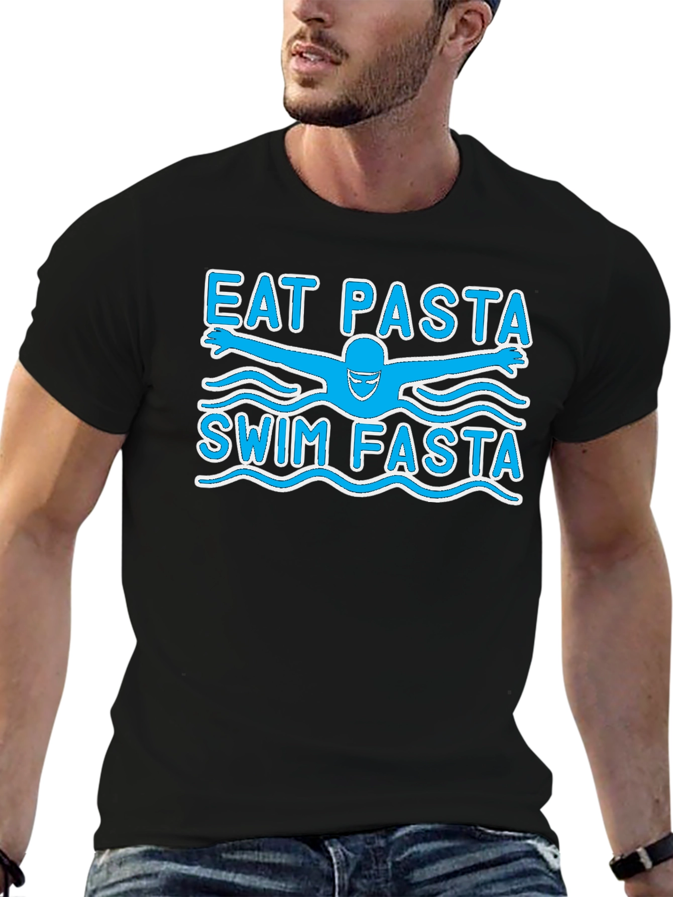 Eat Pasta Swim Fasta Funny Swimmer T-Shirt