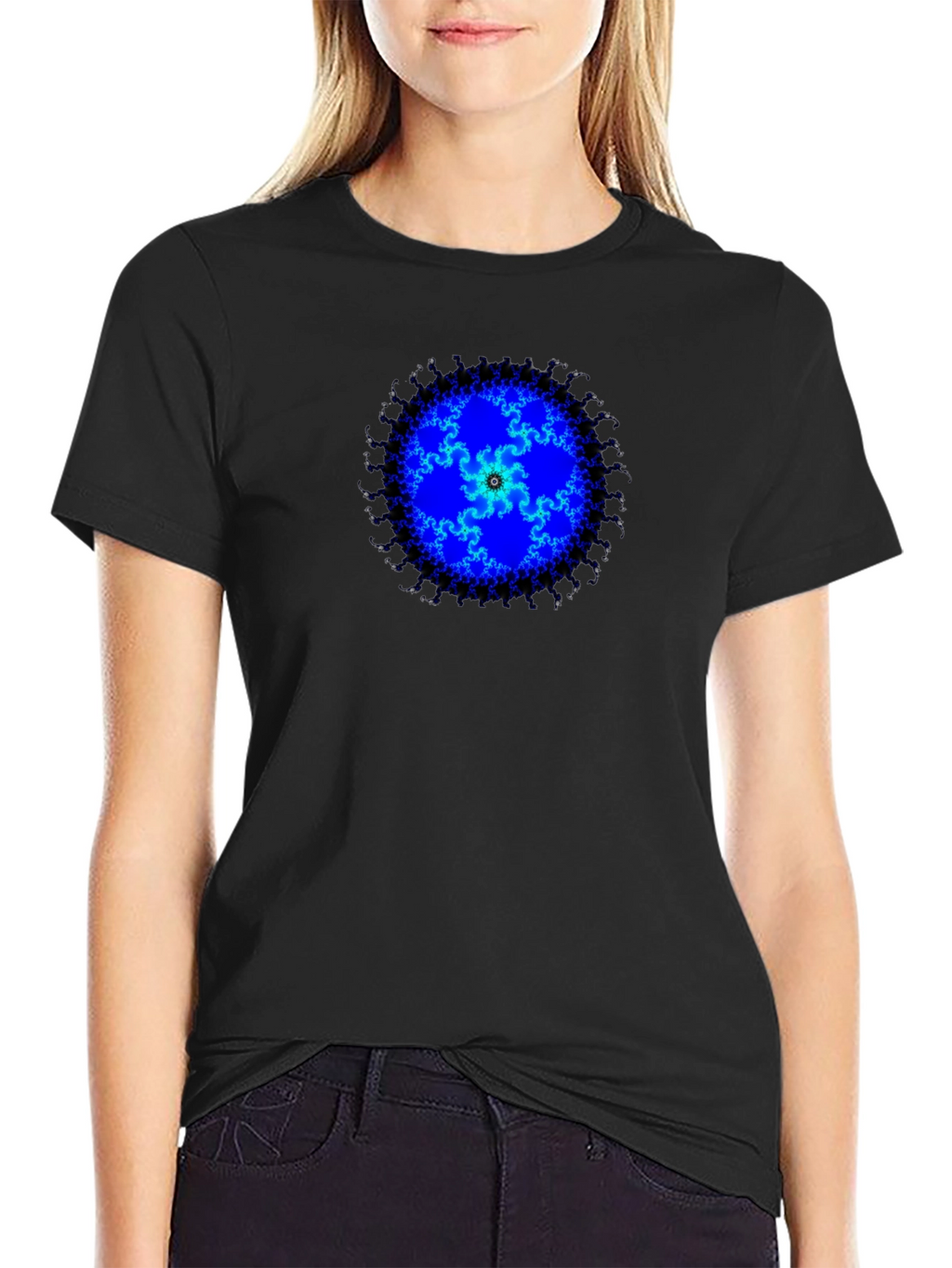 Fractal Blue Mandala Graphic Tee