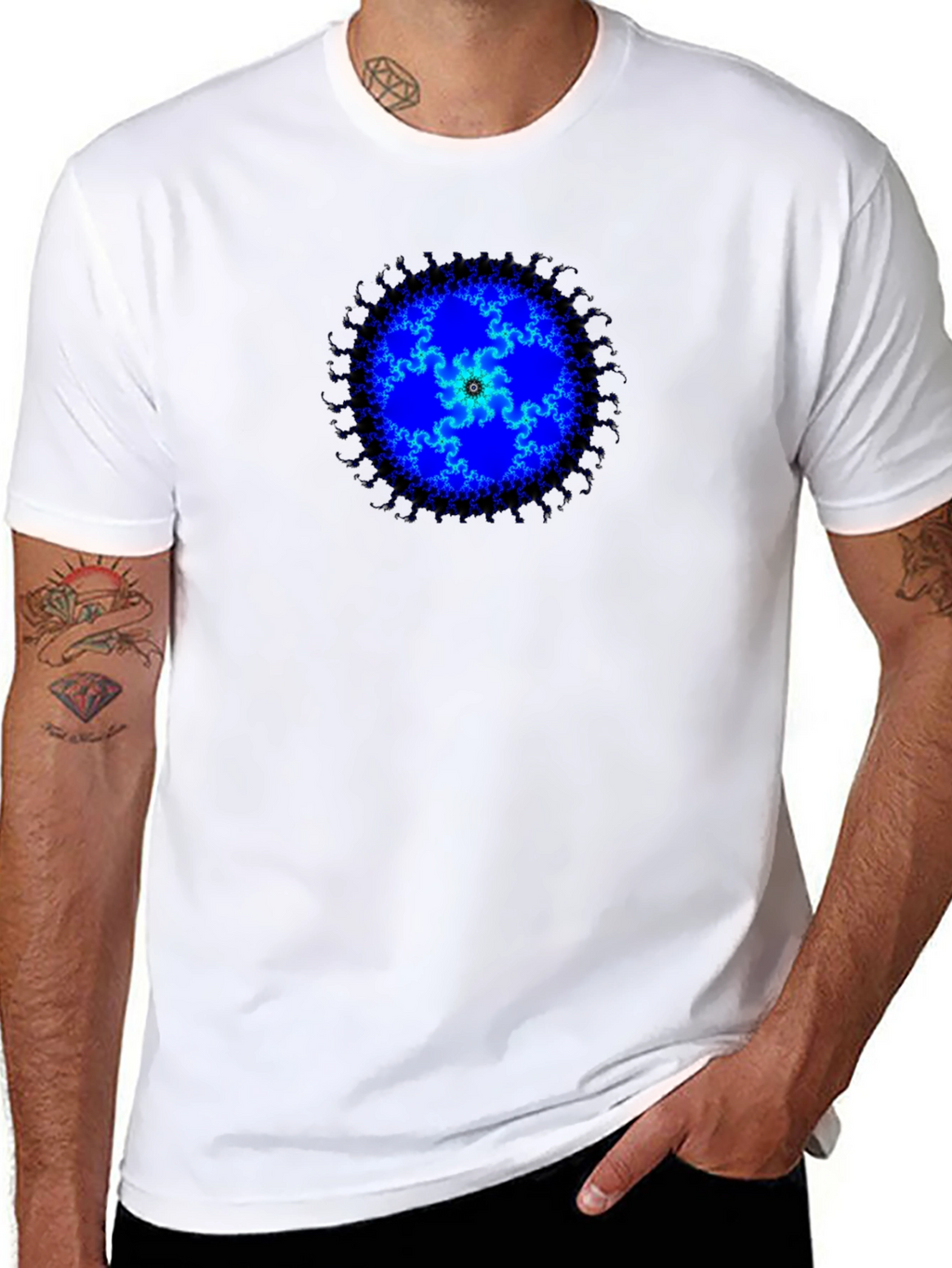 Fractal Blue Mandala Graphic Tee