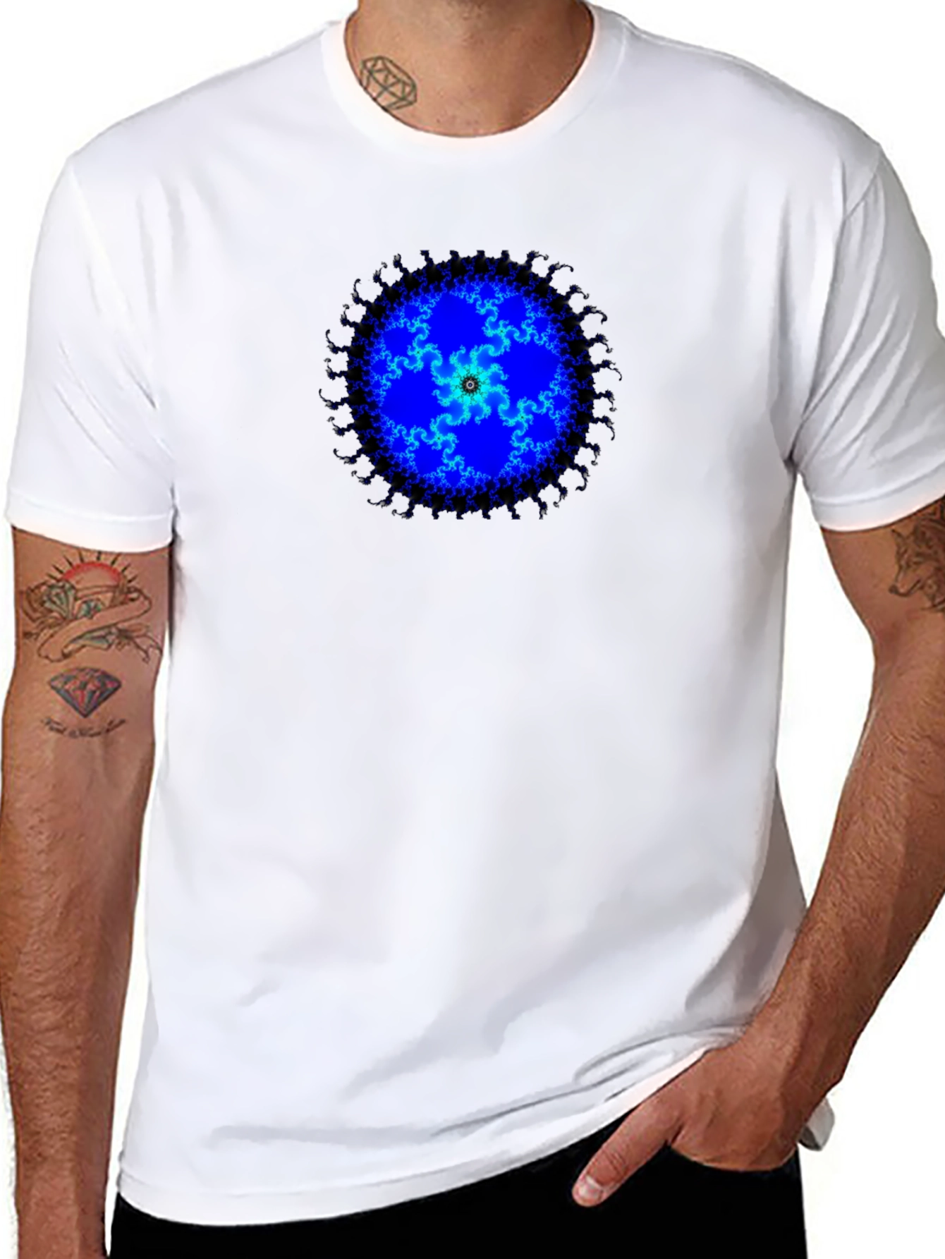 Fractal Blue Mandala Graphic Tee