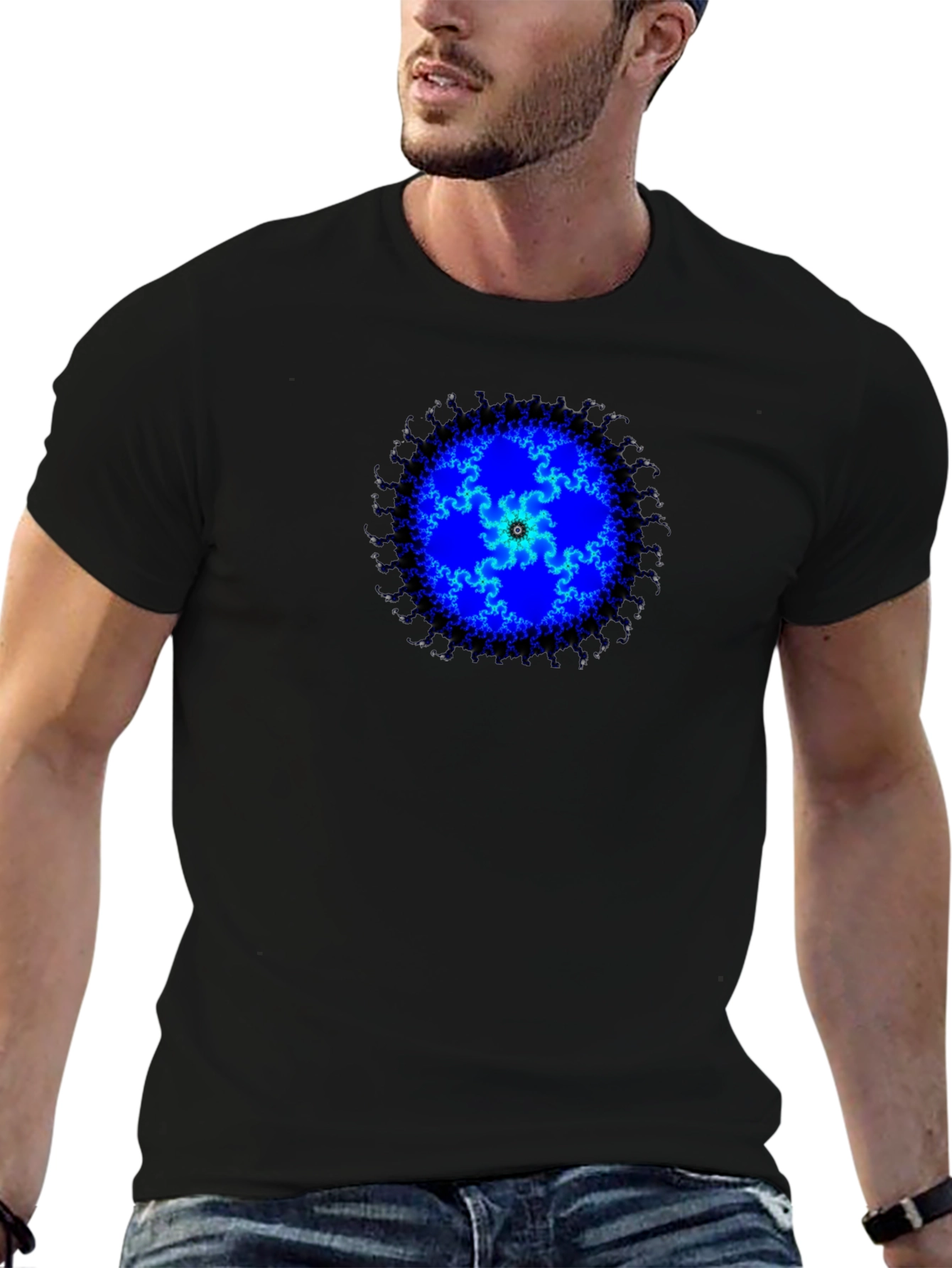 Fractal Blue Mandala Graphic Tee