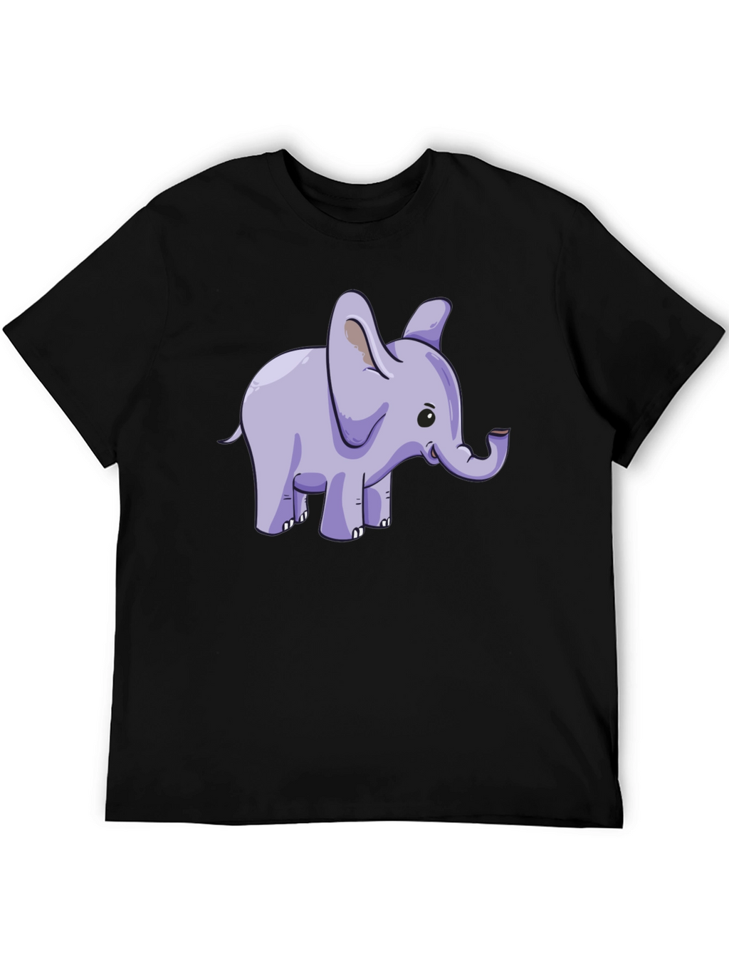 Cute Elephant Graphic Tee - Black Cotton T-Shirt