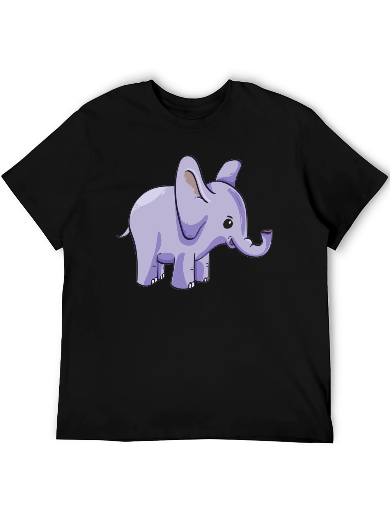 Cute Elephant Graphic Tee - Black Cotton T-Shirt